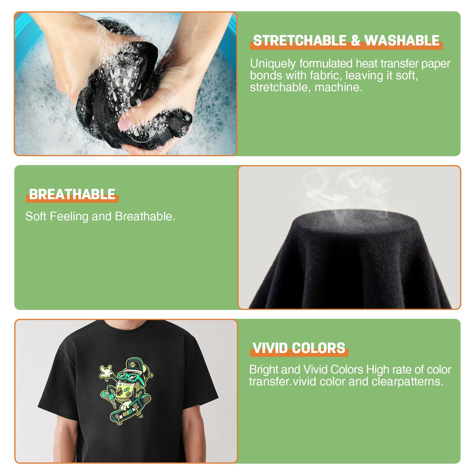 Premium MECOLOUR Iron-On Heat Transfer Paper for Dark Fabrics - 8.5x11 Inches Inkjet Printable T-Shirt Transfer Sheets (20 Pack) - Perfect for DIY Custom Apparel, Personalized Gifts & Craft Projects