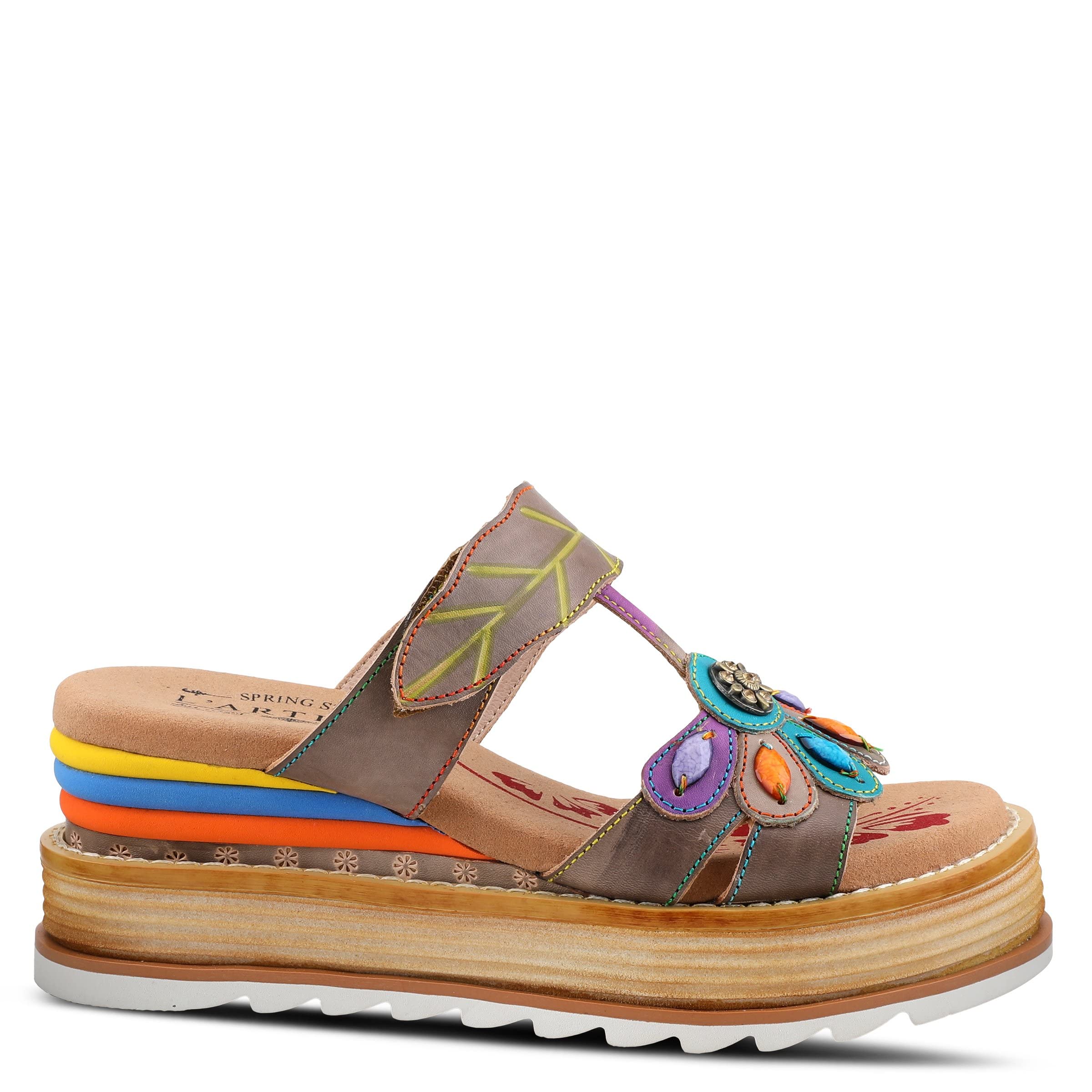 L'ARTISTE Women's Peacock Slide Sandals - Comfortable Summer Beach Flip Flops for Casual Wear, Poolside Lounging & Vacation Outfits