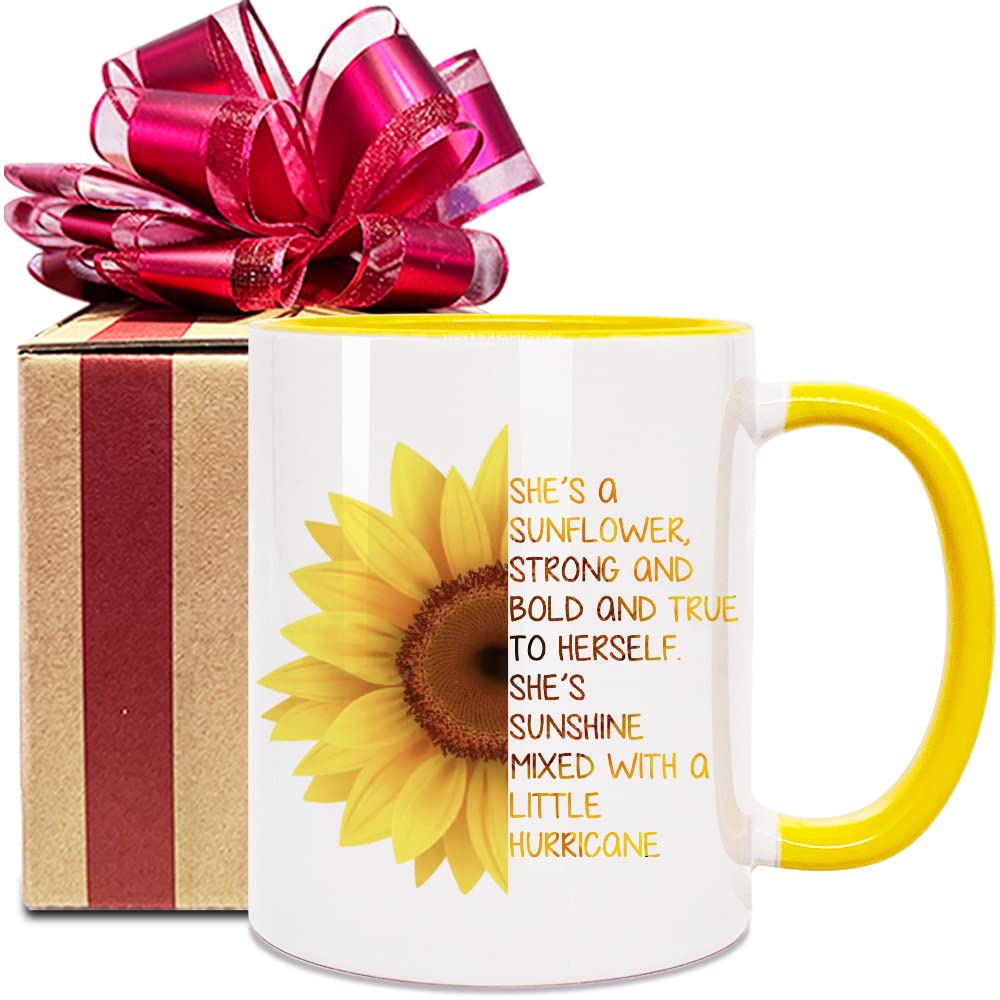Sunflower Coffee Mug with Inspirational Quotes - Unique Gift for Women, Best Friends, Sisters & Moms - Perfect for Mother's Day, Birthday, Thanksgiving & Get Well Soon - Great for Coffee, Tea & Office/Home Decor