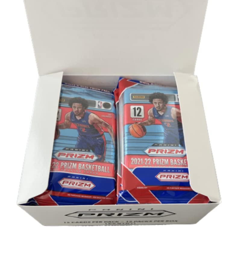 2021-22 Panini Prizm Basketball Fat Pack Cello Box - 12 Packs (15 Cards Each) with 3 Rookie/Wave/Base Prizms - NBA Trading Cards for Collectors & Fantasy Sports Fans