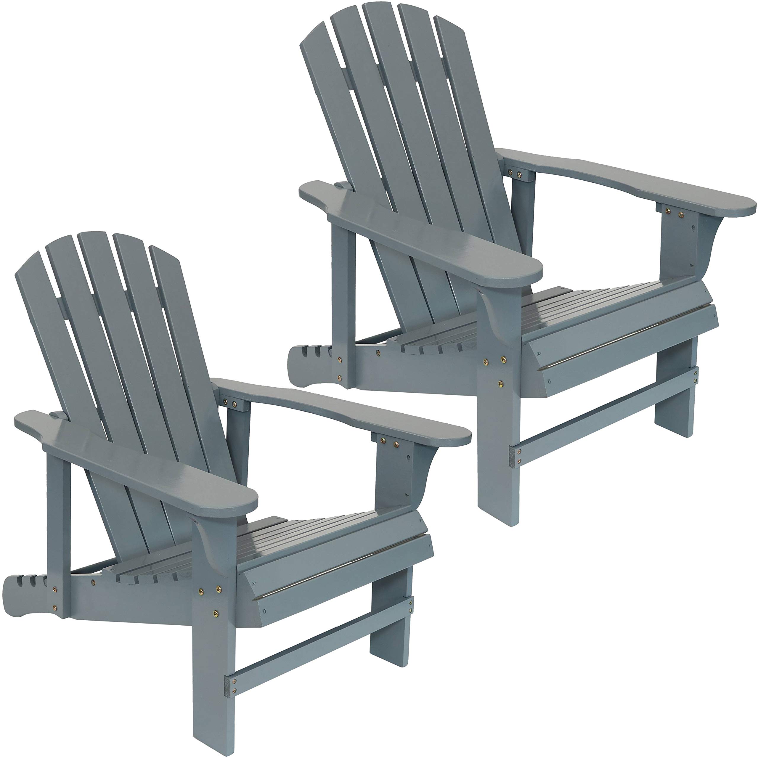 Premium Natural Fir Wood Adirondack Chairs Set of 2 - Adjustable Backrest, 250lb Weight Capacity - Weather-Resistant Gray Outdoor Patio Furniture for Garden, Poolside & Backyard Relaxation