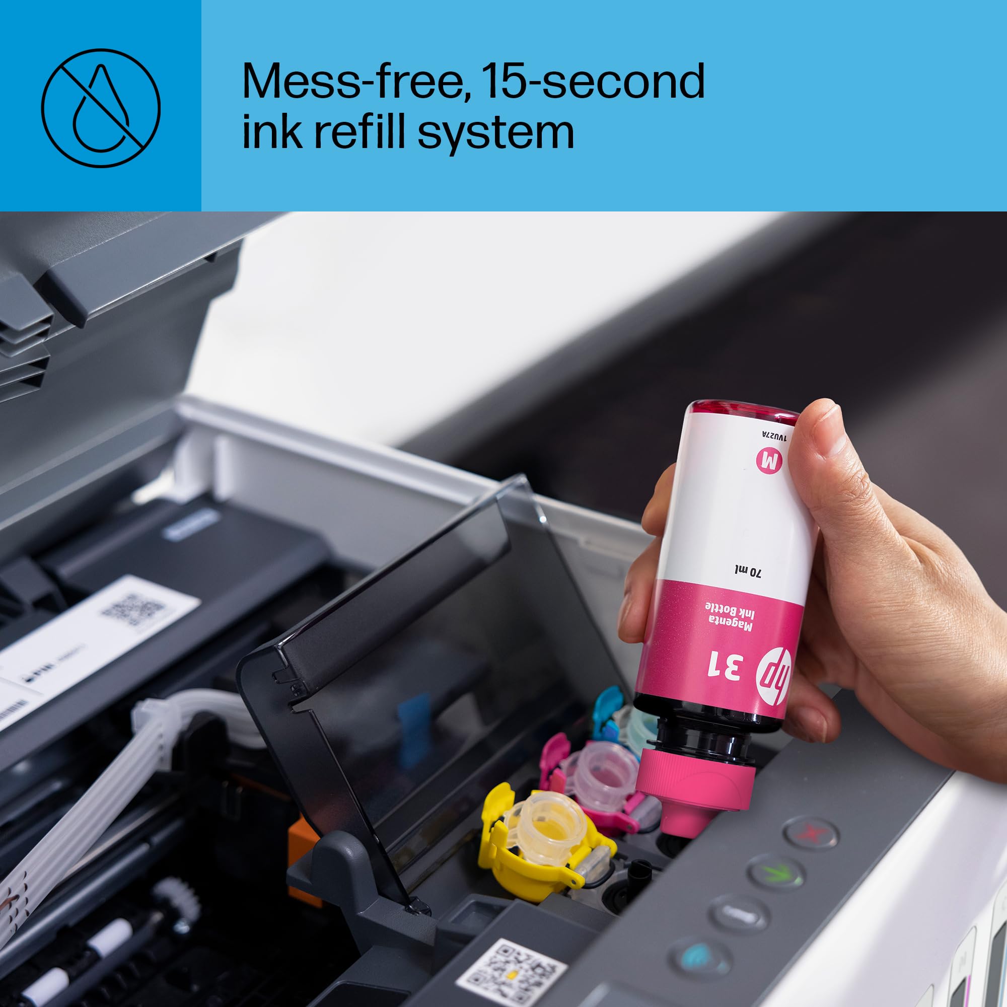 HP Smart-Tank 6001 Wireless All-in-One Ink Tank Printer - Cartridge-Free with 2 Years of Ink, Mobile Print/Scan/Copy (2H0B9A) - Perfect for Home Office & Small Business Printing Needs