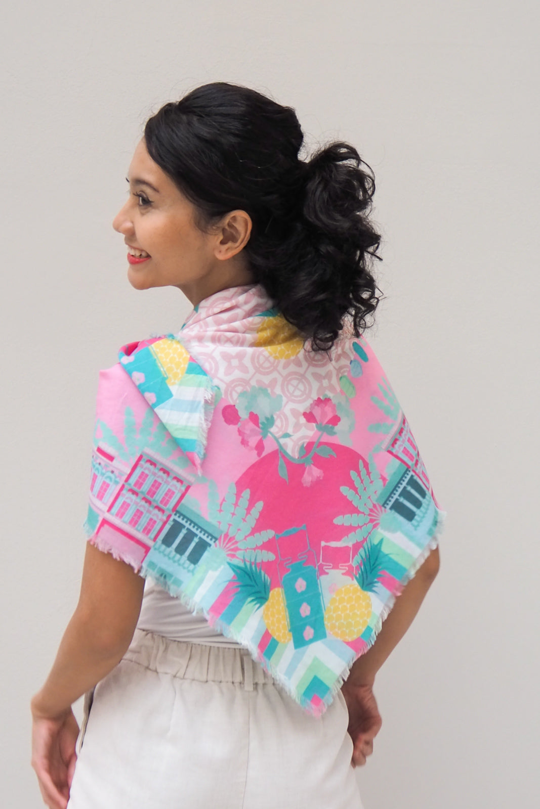 Peranakan Manis Cotton Scarf - Lightweight & Breathable Fashion Accessory for Women | Perfect for Travel, Office & Special Occasions