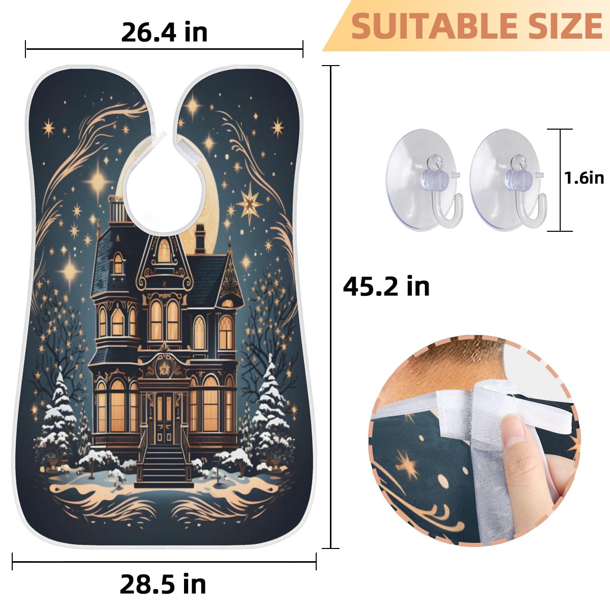 Men's Night Castle Pattern Beard Shaving Bib - Waterproof Hair Dye Apron for Barbers & Stylists - Sink Hair Catcher for Beard Trimming & Makeup - Perfect Gift for Grooming & Salon Use