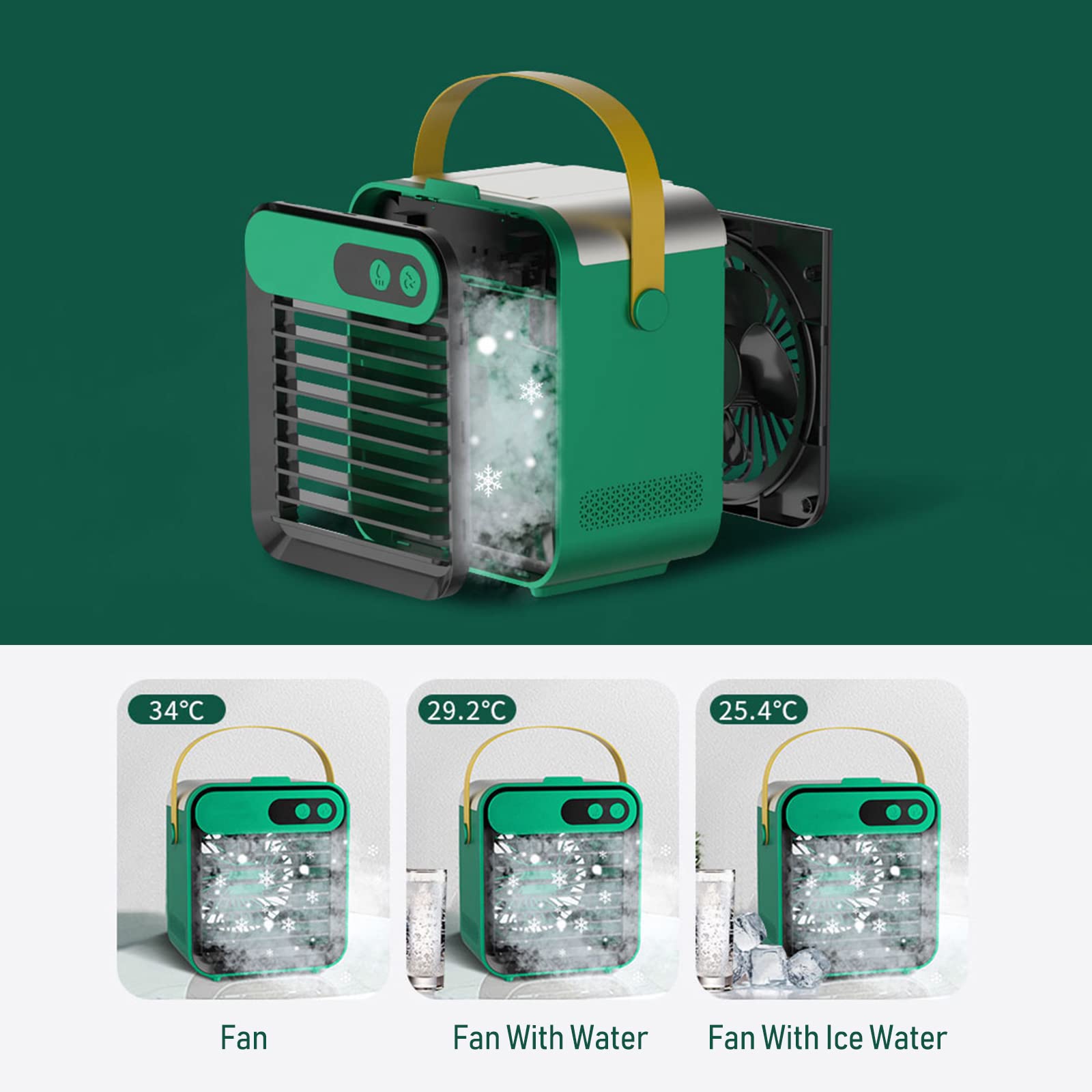 Matybobe Portable USB Air Cooler Fan with 180mL Humidifier, 3 Speed Settings & Phone Holder - Compact Cooling Fan for Home, Office, and Travel | Perfect for Desks, Bedrooms, and Small Spaces