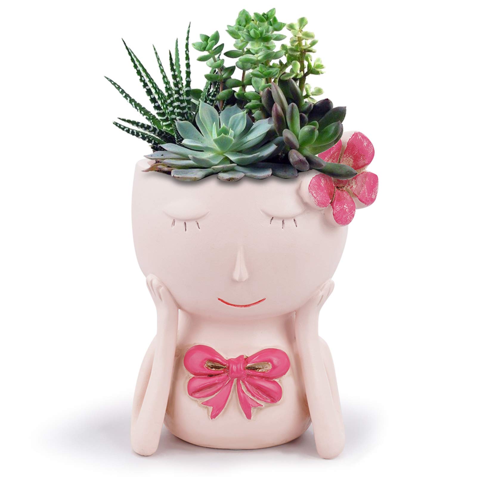 Homozy Beauty Fish-Shaped Mermaid Flower Pot - Mini Desk Decor for Kids, Small Succulent Plant Pot with Drainage Hole, Indoor & Outdoor Home Decor (Red) - Perfect for Office Desk, Living Room, Garden & Gift Giving