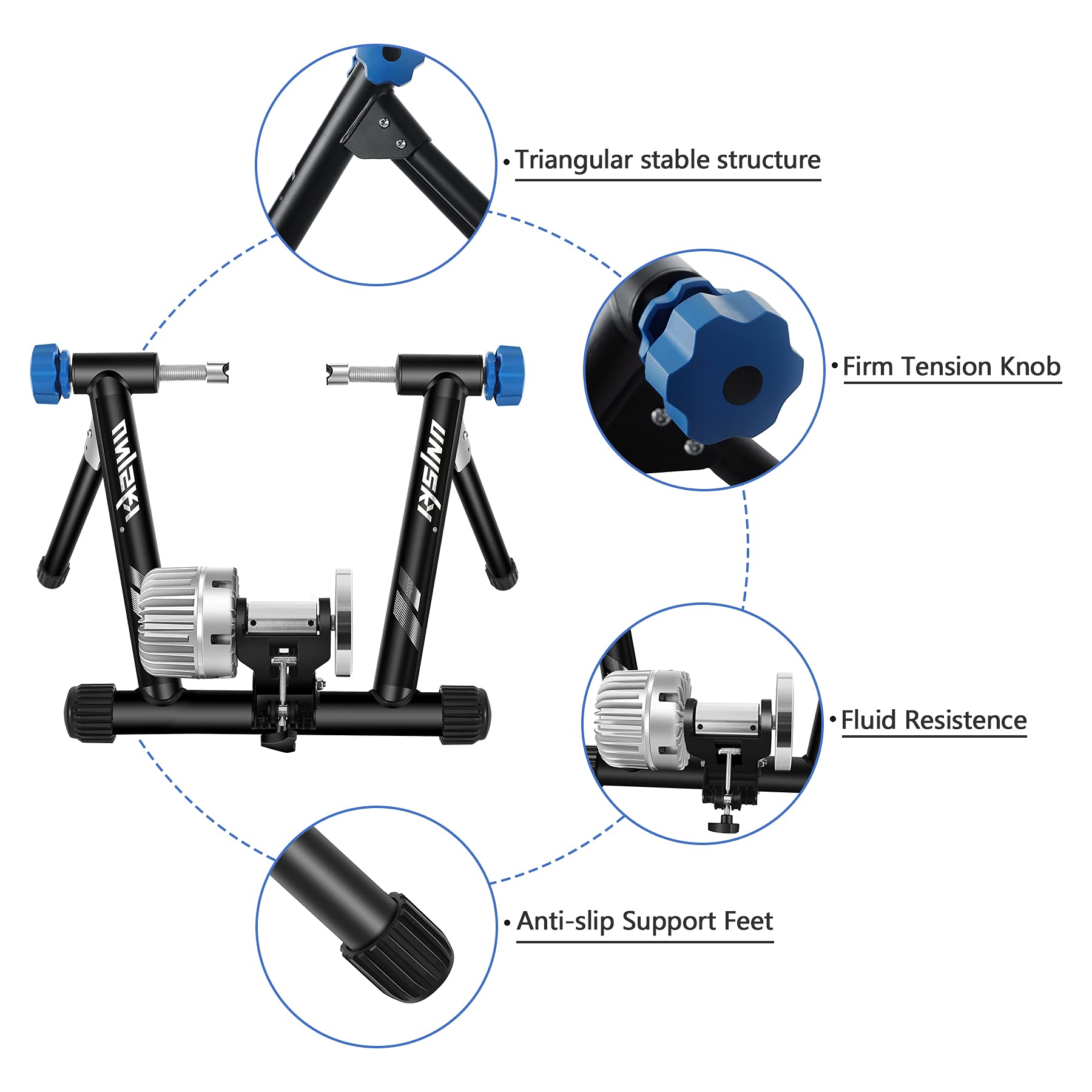 Unisky Indoor Bike Trainer Stand - Magnetic Resistance, Noise Reduction, Fits 26-28 Inch & 700C Wheels - Perfect for Home Workouts, Cycling Training & Winter Riding