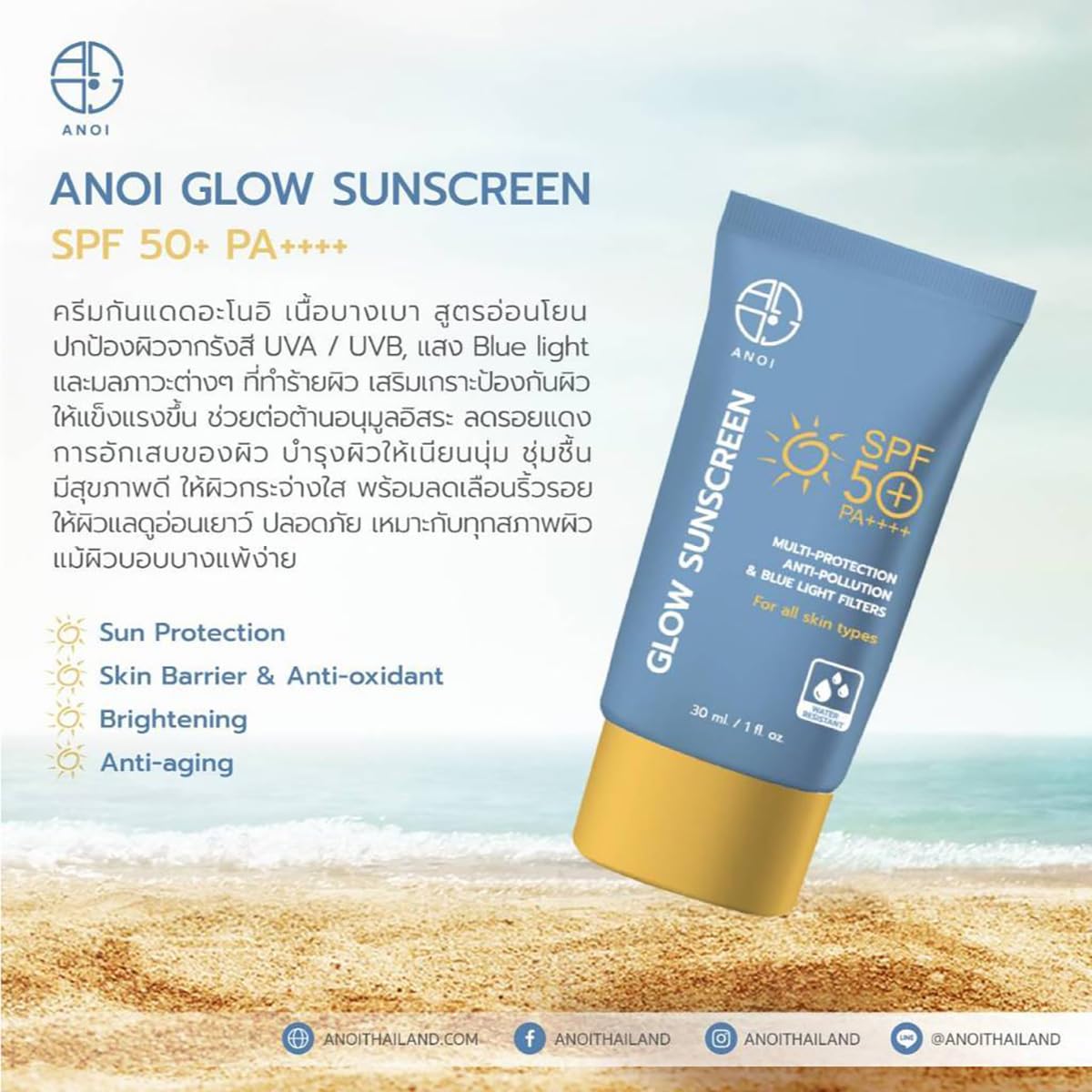 Anoiglow SPF50+ PA++++ Sunscreen 30ml/Box - Moisturizing & Nourishing for Smooth Skin - 8-Piece Set by Beautygoodshop | Perfect for Daily UV Protection & Travel Skincare