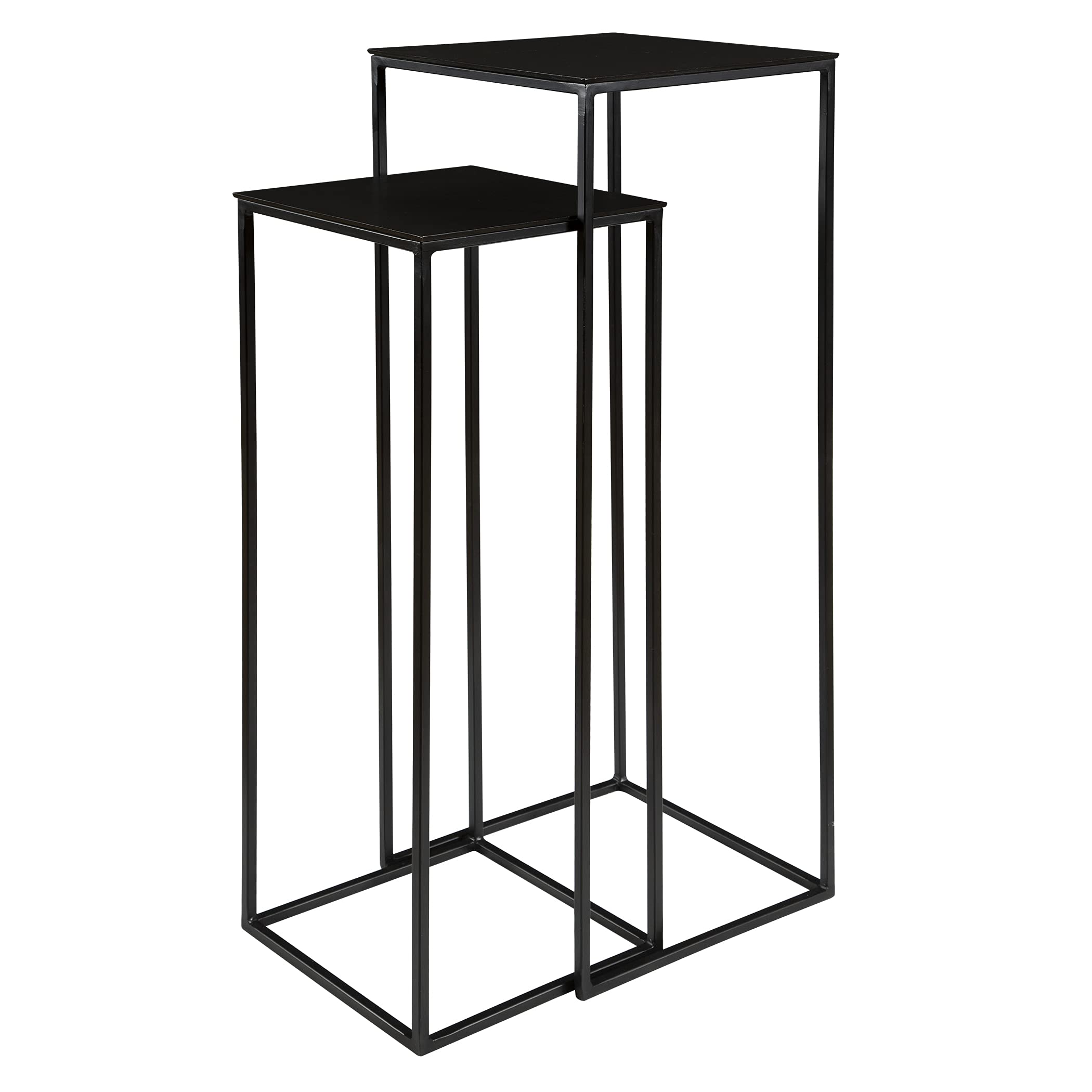 Coreene Nesting Pedestal Tables Set of 2 - Modern Side Tables for Living Room, Bedroom, or Office - Space Saving Accent Tables with Sturdy Metal Base