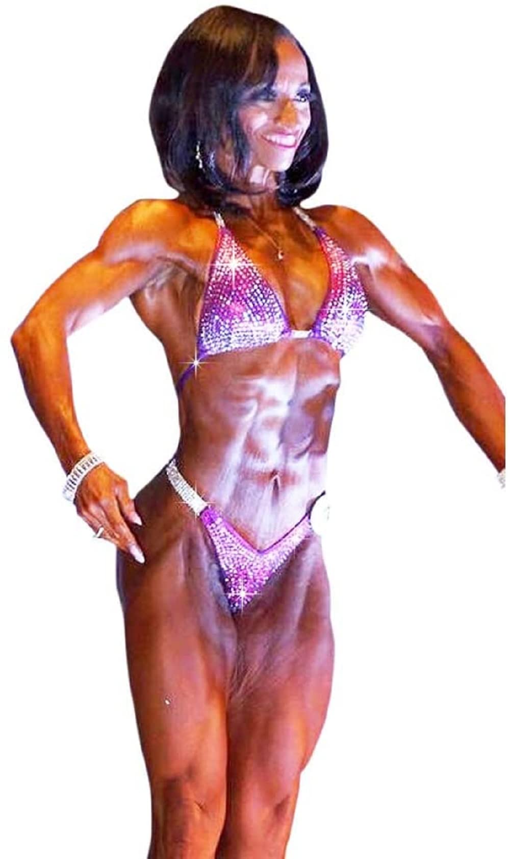 NPC Figure Competition Bikini Suit - Purple Physique Posing Outfit for Women (Size Small: HIPS 32