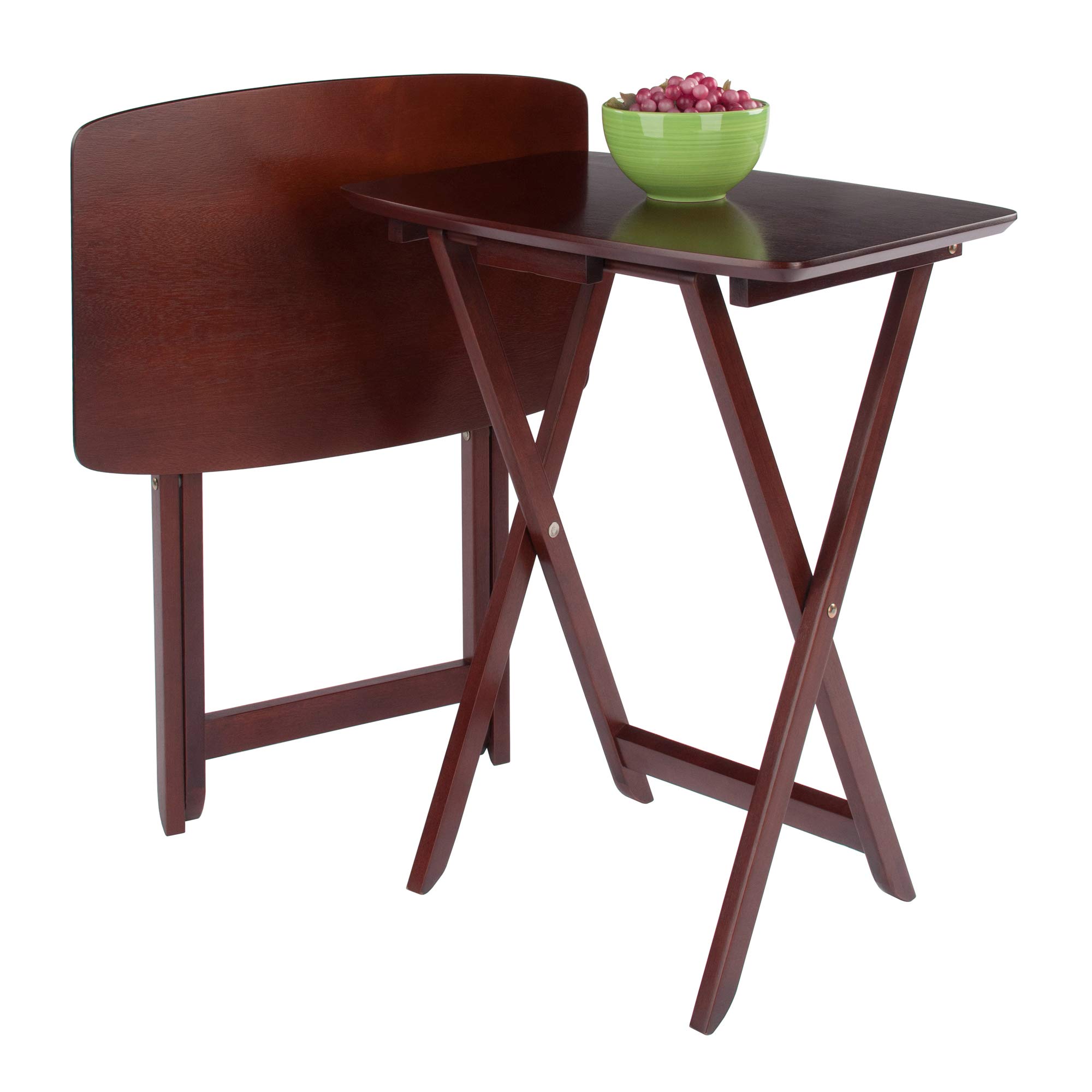 Winsome Darlene 2-Pack Foldable Snack Tables - 26 Inch Walnut Finish Side Tables for Living Room, Bedroom & Small Spaces - Perfect for Snacks, Drinks, Books & Laptop Use