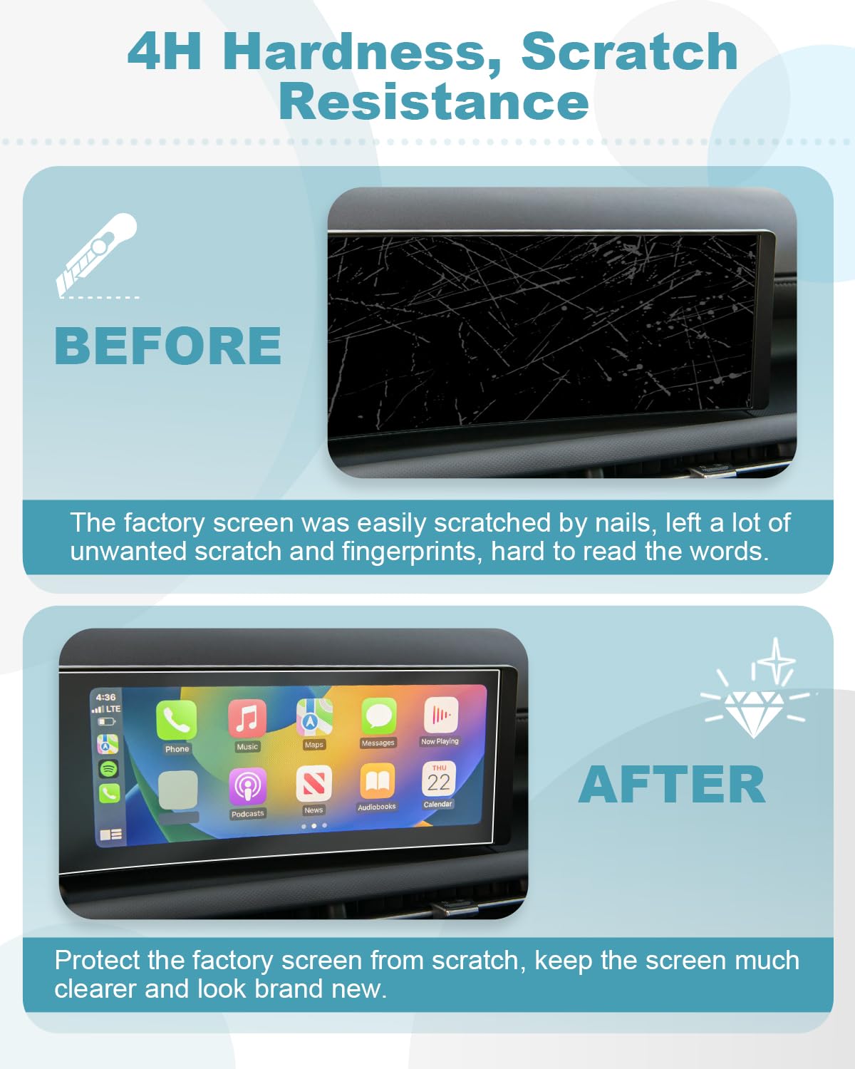 4PCS Screen Protector for 2025 Hyundai Tucson & Santa Cruz - Tempered Glass Dual Screen & AC Climate Display Protectors | Car Accessories for Touchscreen Protection & Anti-Glare Driving