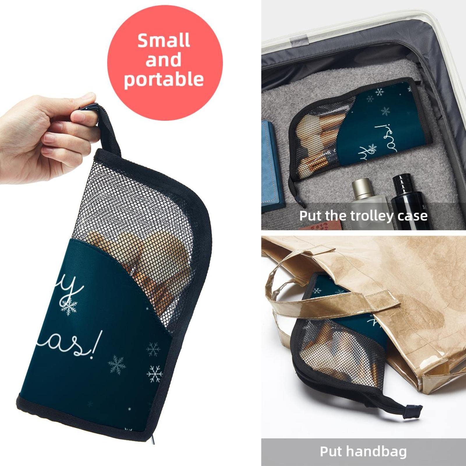 Premium 12-Piece Makeup Brush Organizer Bag with Snowflake Design - Portable Blue Makeup Brush Holder Case for Travel & Home Storage - Perfect Christmas Gift for Makeup Lovers