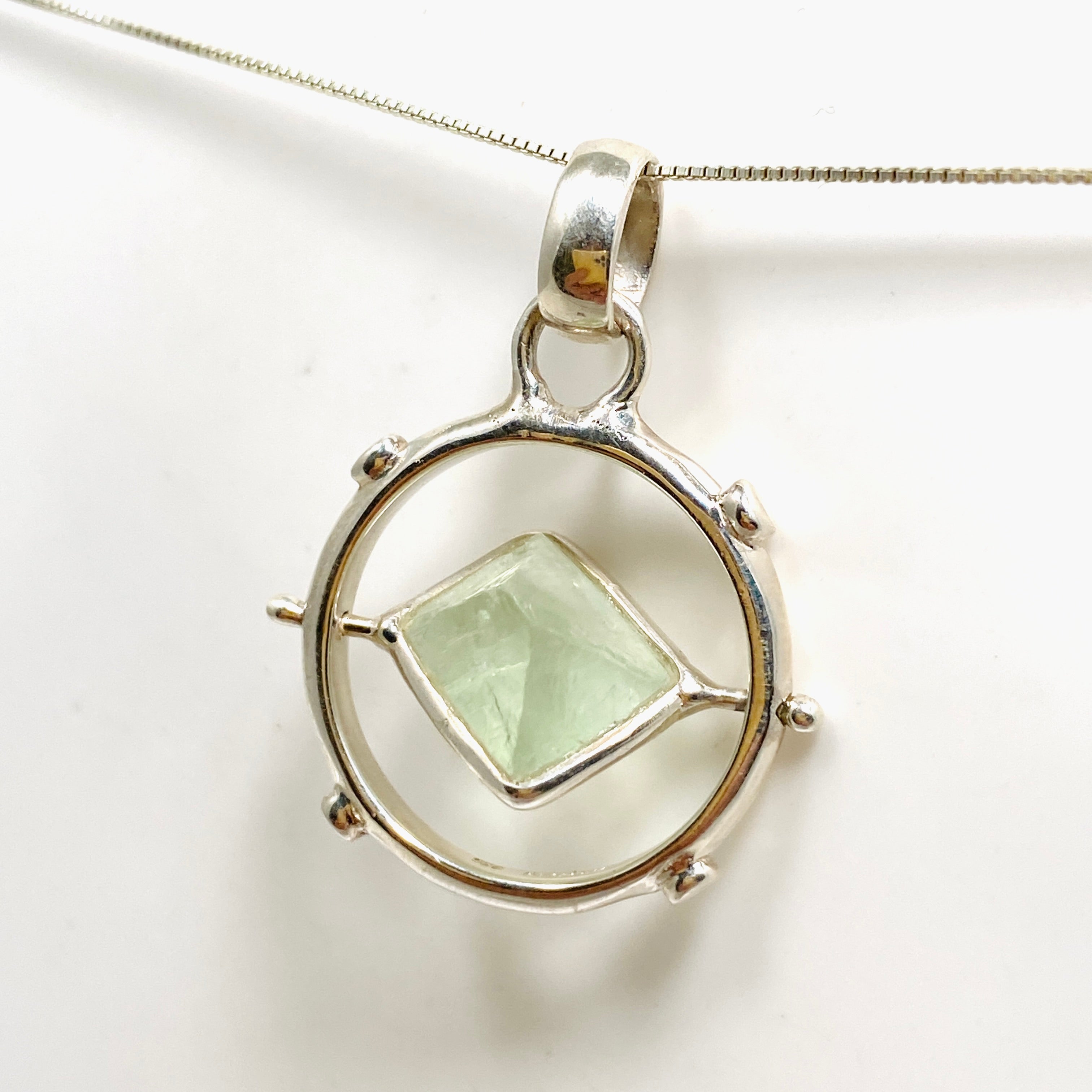 Natural Fluorite Octahedron Raw Crystal Pendant - Healing Stone Jewelry for Meditation, Energy Work & Spiritual Gifts (GPJ20)