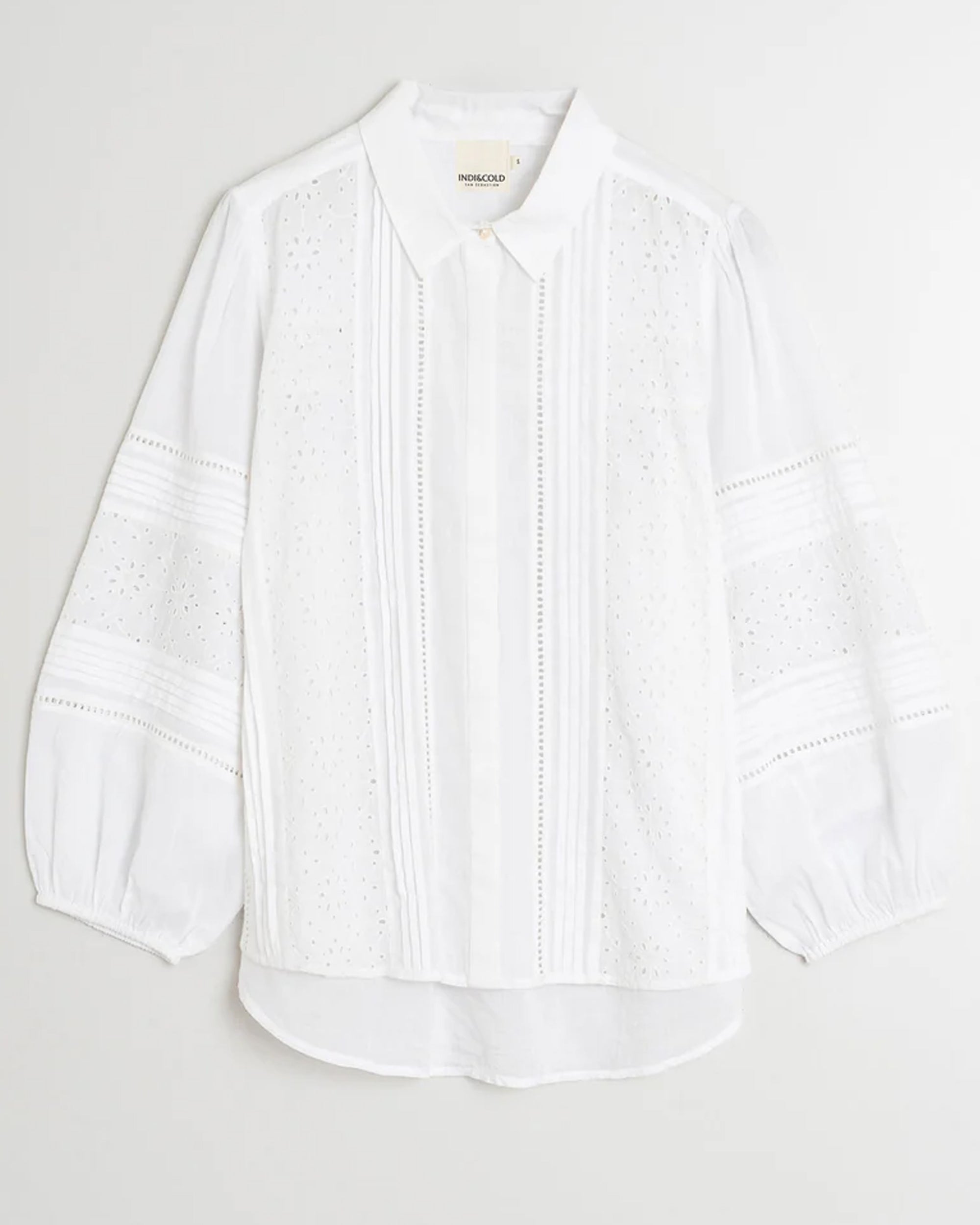 Organic White Broderie Embroidered Shirt for Women - Indi & Cold Collection | Perfect for Casual Wear, Boho Outfits & Summer Fashion