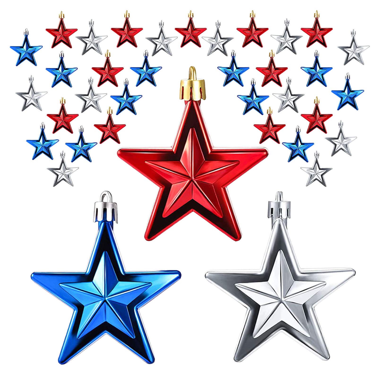 36-Piece Independence Day Star Hanging Decorations for Living Room - Multicolor Patriotic Home Decor for Festivals, Parties & Wall Decor
