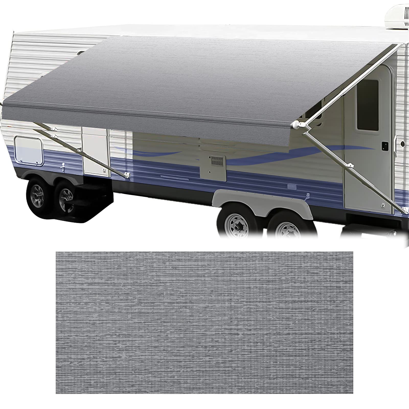 Premium RV Awning Replacement Fabric - 15' Standard Grade Vinyl Sun Shade Canopy (14'2