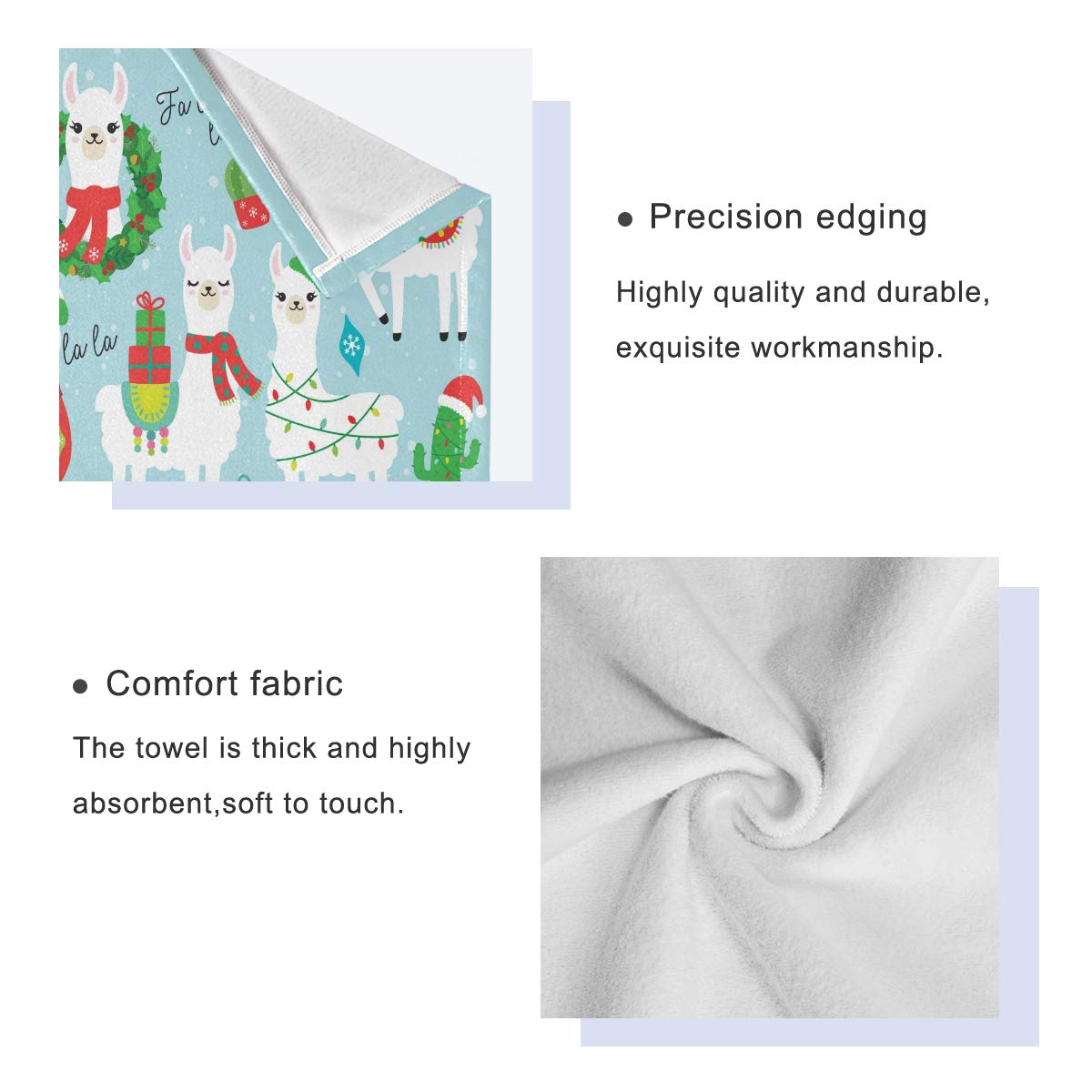 Christmas Llama Alpaca Towel Set - 3-Piece Soft & Absorbent Bath Towels for Winter, Snow, Spa - Home, Hotel, Gym & Swim Decor - Perfect for Holiday Gifts & Cozy Bathroom Essentials