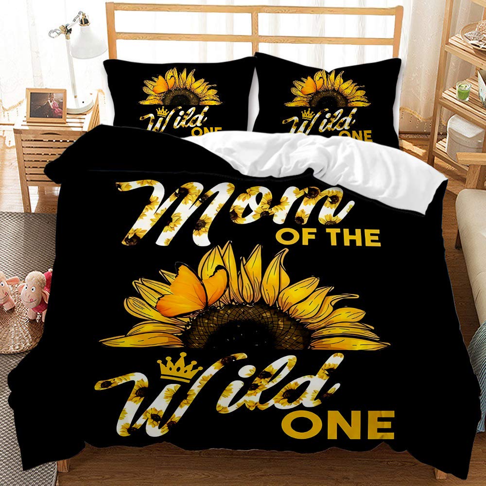 YHXSLY 3D Floral King Size Comforter Cover Set - Sunflower Pattern Yellow Flowers Duvet Cover for Kids & Women | Soft Bedding Decor for Girls Room, Master Bedroom & Guest Room