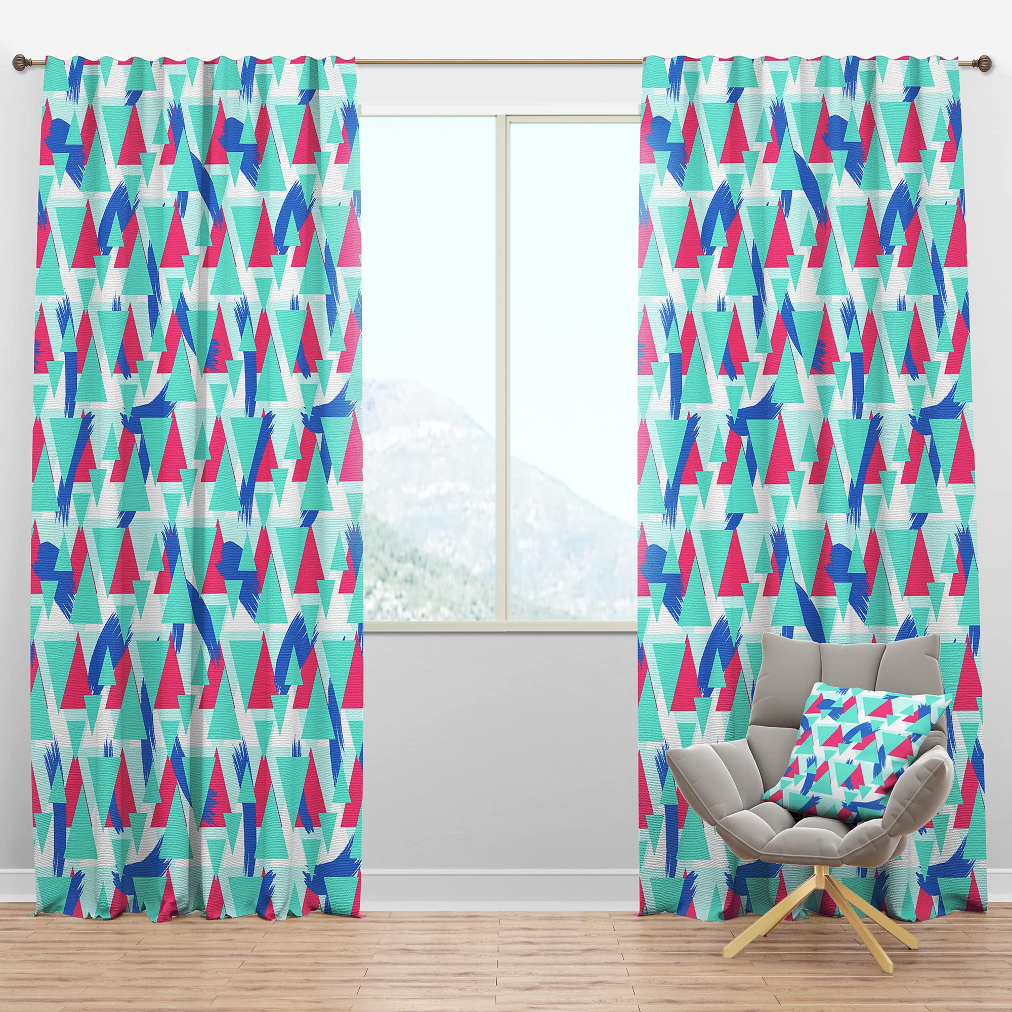 DesignQ Blackout Curtains Geometric Pattern - Thermal Insulated Room Darkening Drapes for Bedroom & Living Room (52x108, Single Panel) - Perfect for Home Theater, Nursery & Light Sleepers