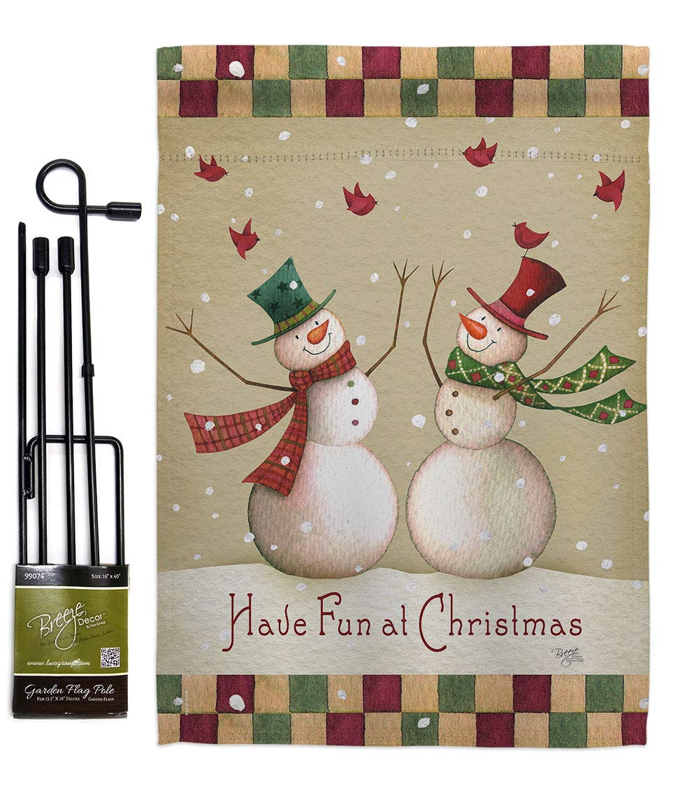 Winter Christmas Decorative Banner Pole & Garden Flag Set 13x18.5in - Holiday Yard Decor