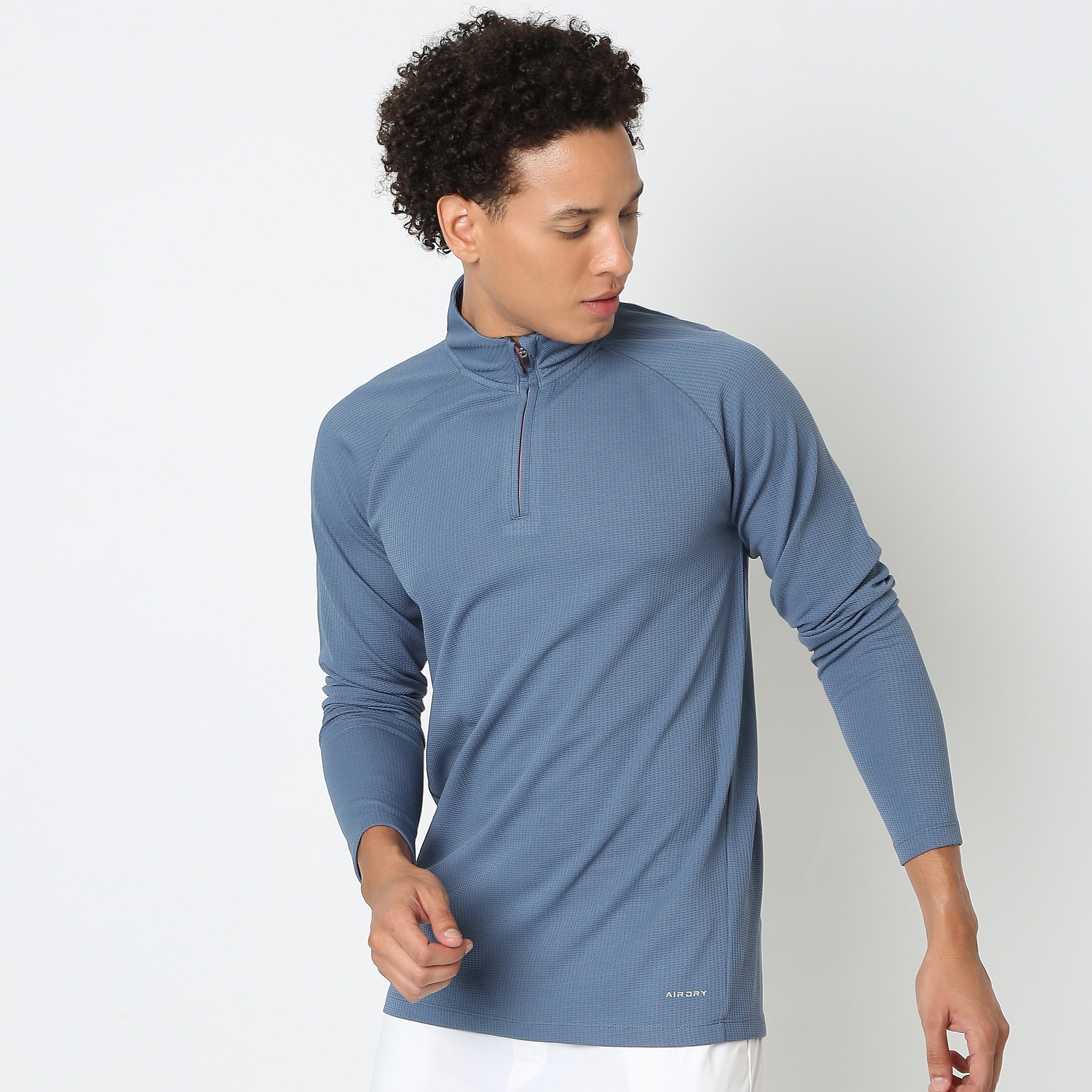 AirDry® Zip Troyer Structured Knit Regular Fit Men's Sweater - Lightweight & Breathable for Casual Wear, Office & Outdoor Activities