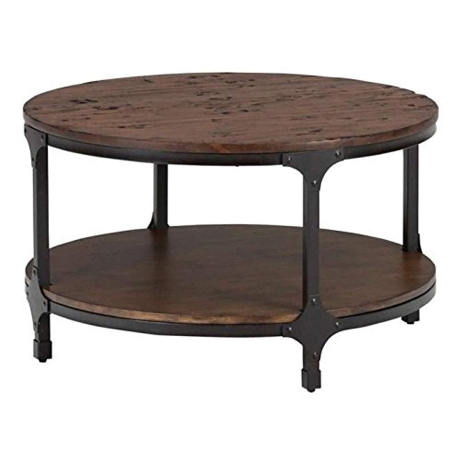 Jofran Urban Nature Round Wood Coffee Table - Solid Pine Wood, Modern Living Room Furniture for Small Spaces, Home Decor, Coffee Table for Living Room, Bedroom, or Office