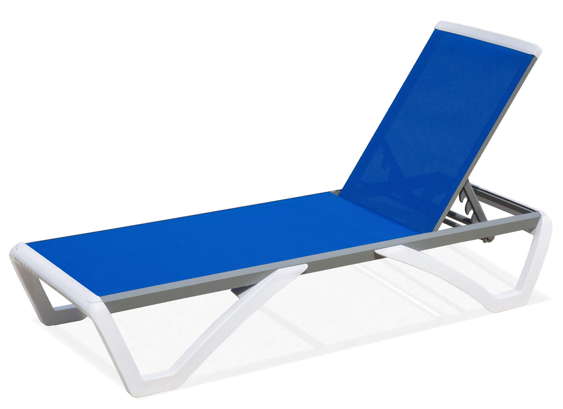 Premium Aluminum Adjustable Pool Lounge Chair - All-Weather Textilene Outdoor Chaise Lounge for Deck, Lawn & Backyard - Perfect for Sunbathing, Poolside Relaxation & Patio Lounging (Blue)