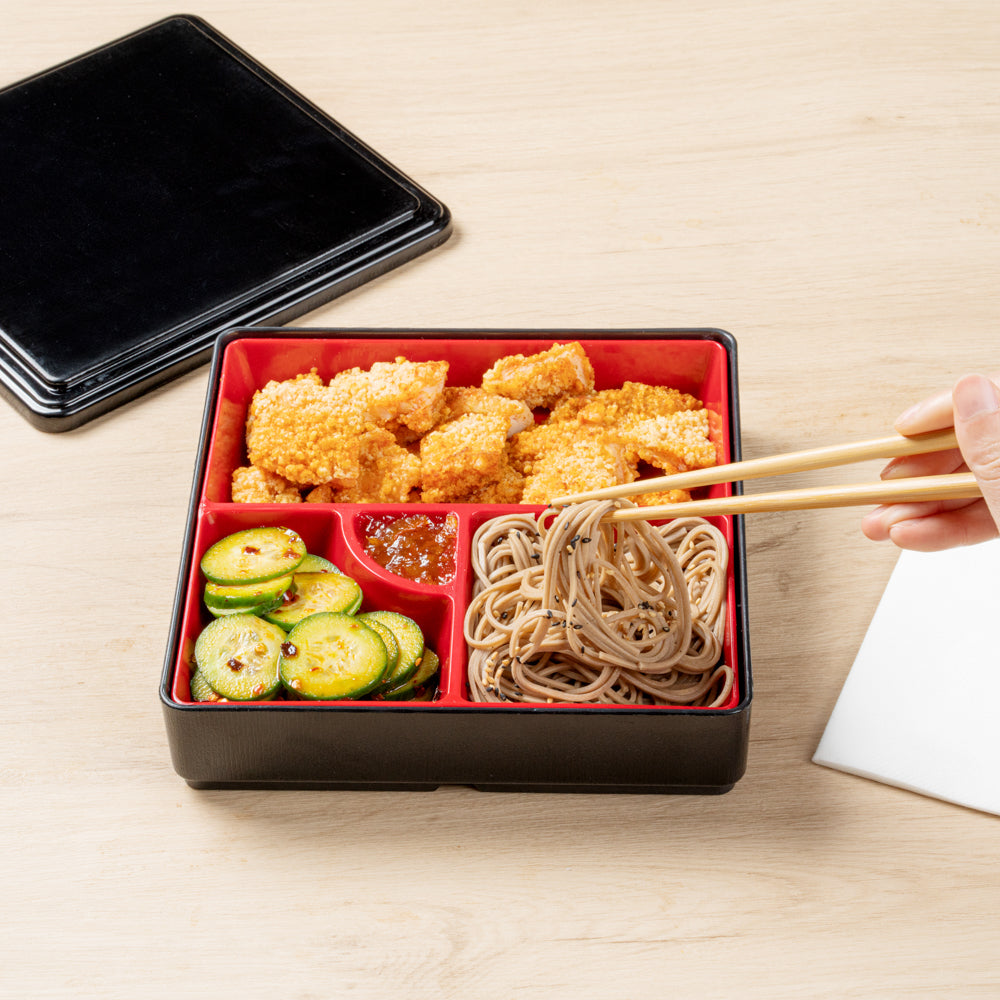 Premium Japanese Style Bento Box - 4 Compartment Square Lunch Container (8.25