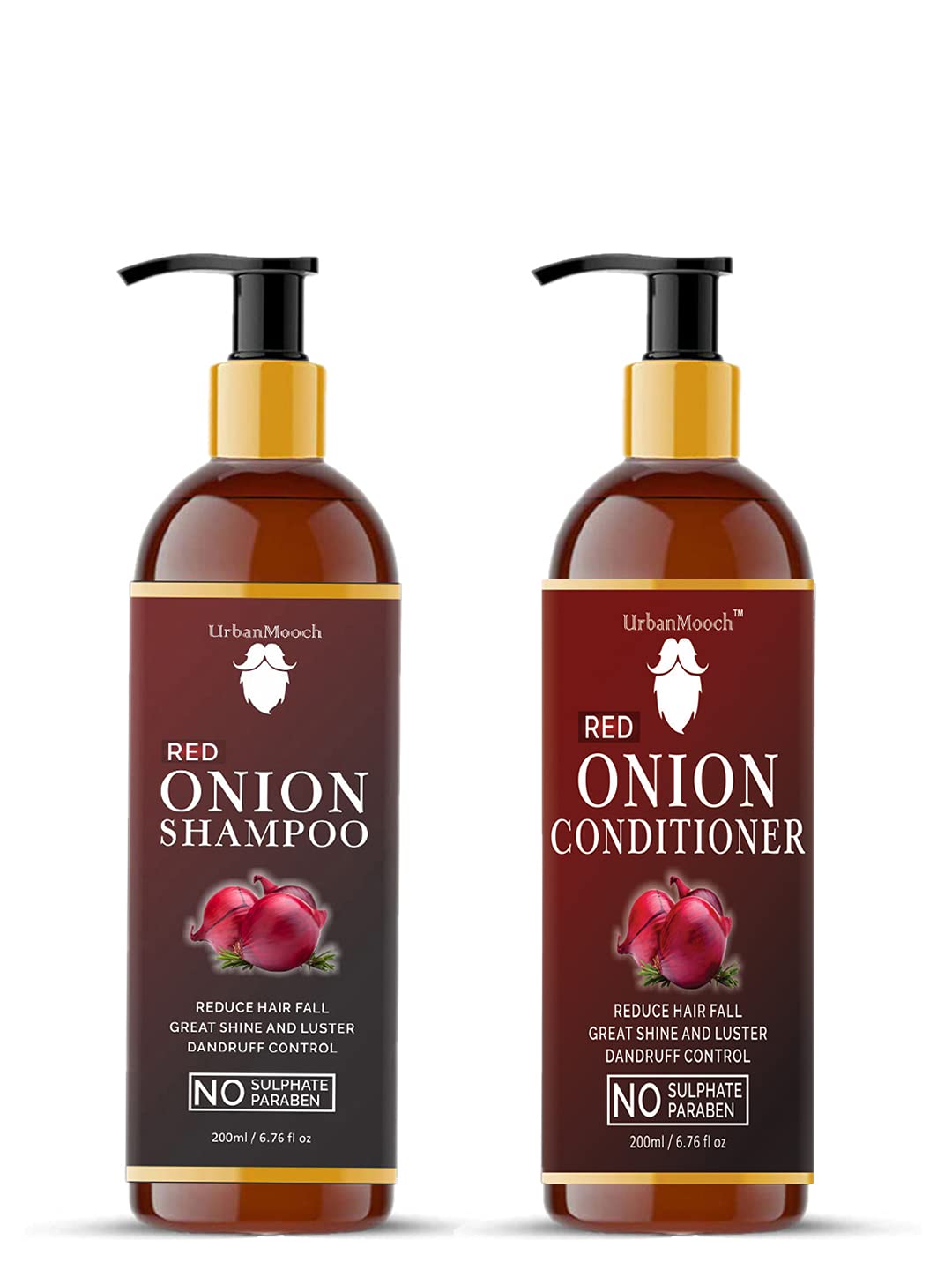 UrbanMooch Hair Fall Control Shampoo & Conditioner Set with Pea Protein & Onion Extract - Strengthens & Nourishes Hair (200ml x 2) - Ideal for Daily Hair Care & Thinning Hair Treatment