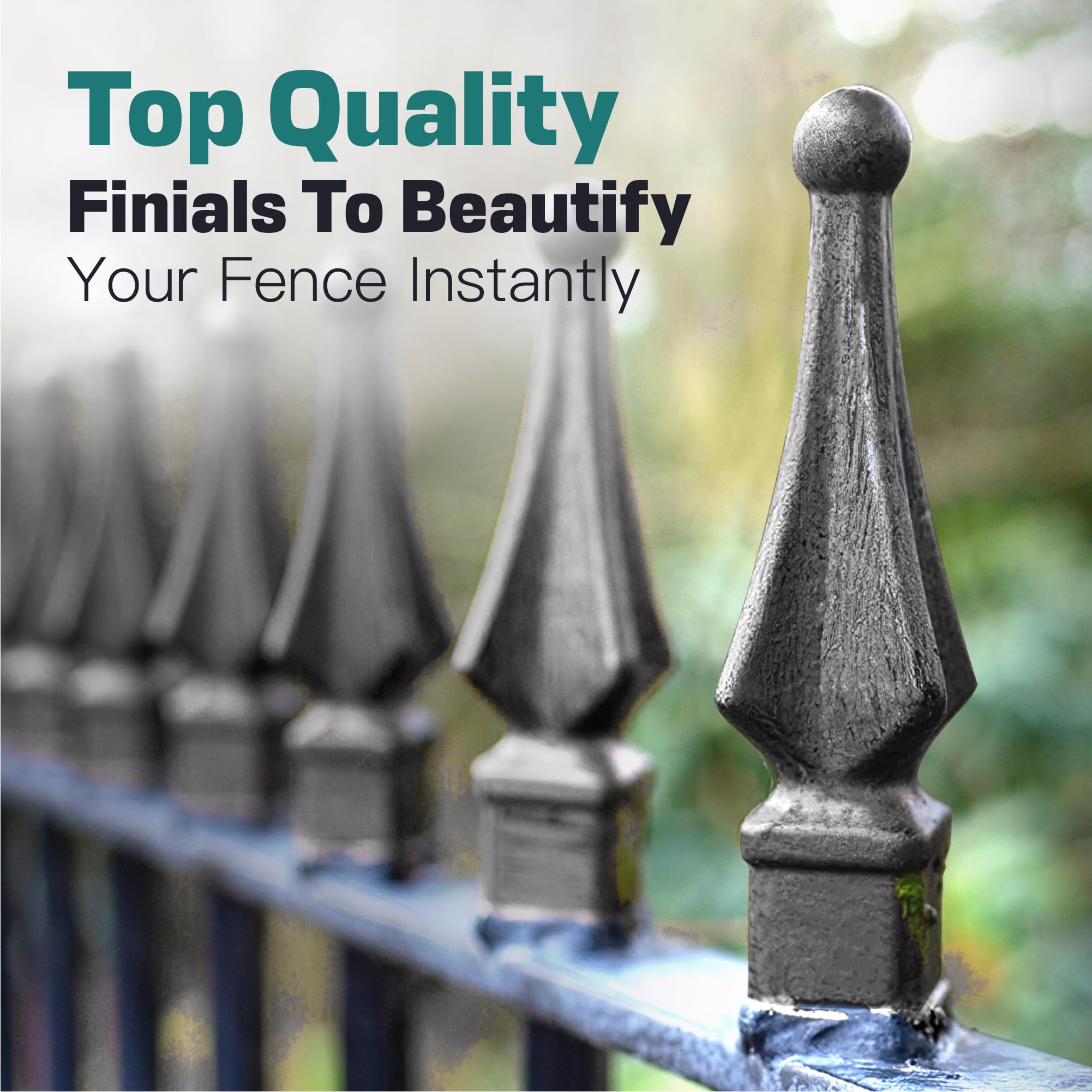 Premium Black Polypropylene Fence Finial Toppers for Square Posts - 4-Sided Spire Design (50 Pack, Fits 1/2 in.) | USA Made | Enhance Home & Garden Security & Aesthetics