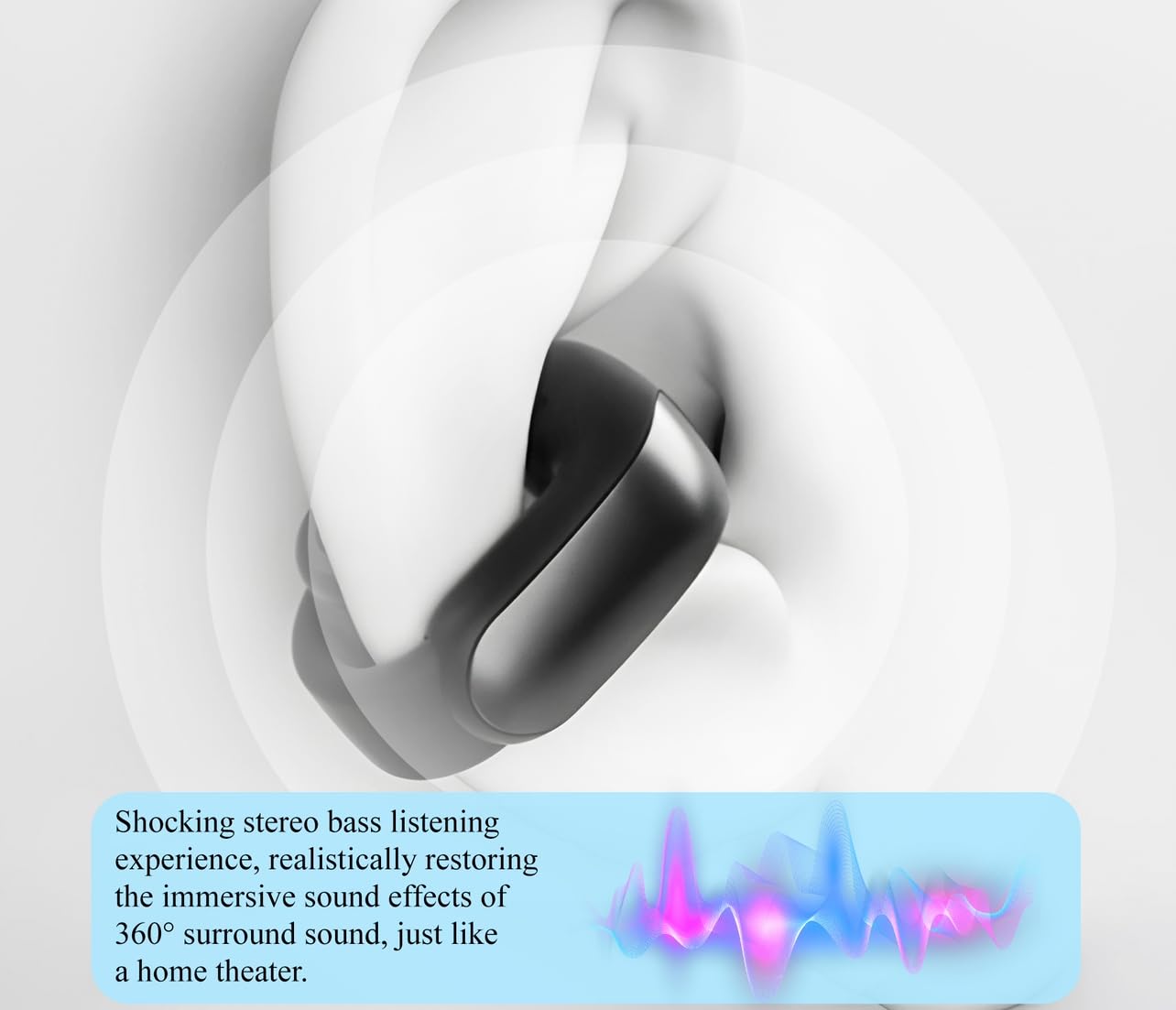 ZESOZ Ultra Open Wireless Earbuds - Bluetooth 5.3 Headphones with HD Sound, Secure Fit for Running, Gym & Outdoor Activities (Black)
