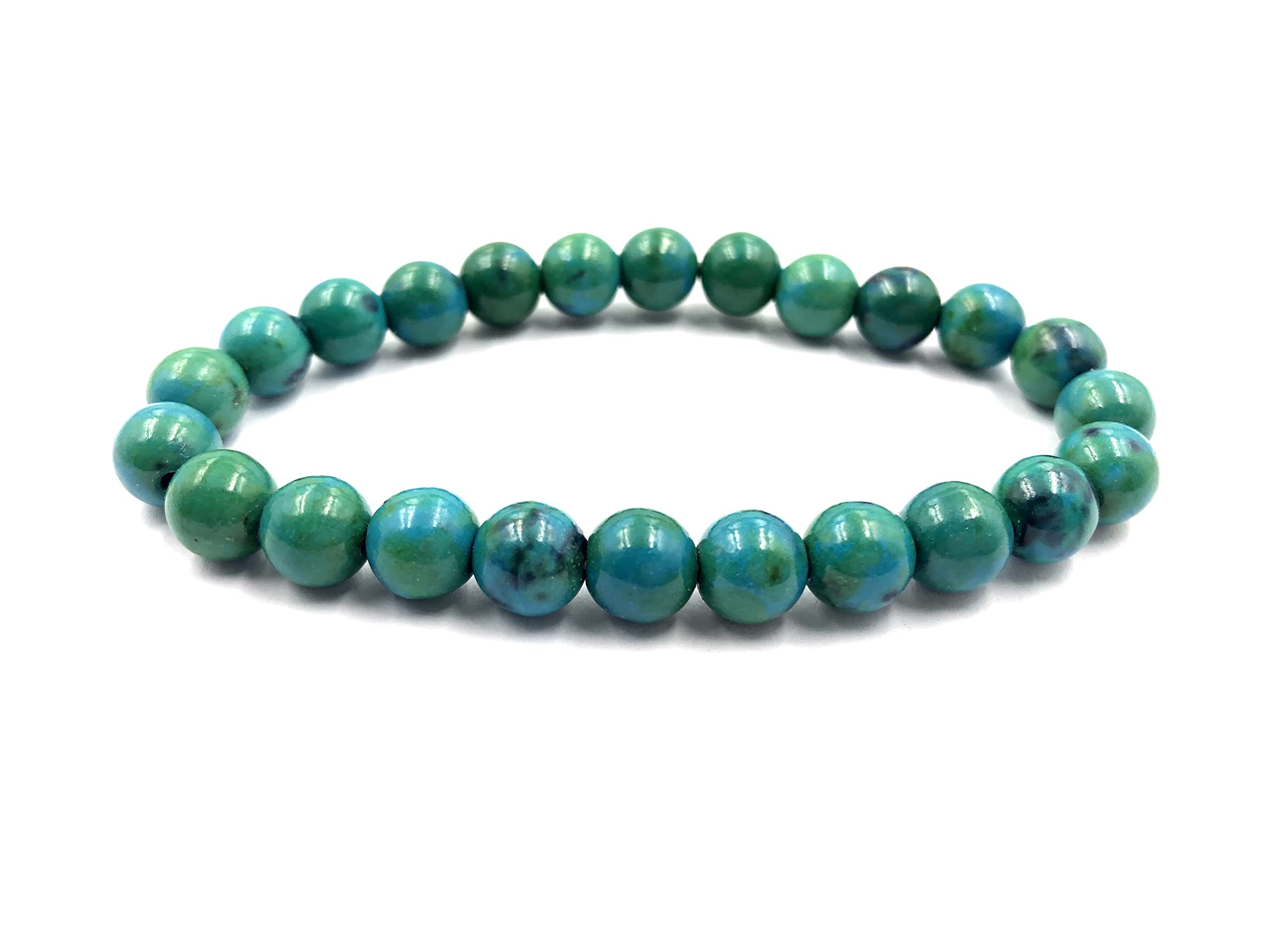 AAA Natural ChrysoColla Gemstone 8mm Round Beaded Stretch Bracelet for Men & Women - Anxiety Relief, Couple Gift, Unisex Designer Jewelry for Stress Relief & Positive Energy