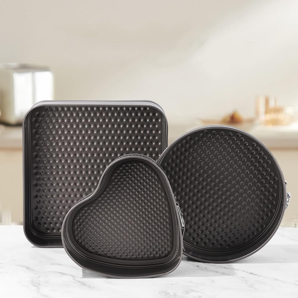 3-Piece Non-Stick Springform Cake Pan Set - Leakproof Baking Pans for Cheesecake, Cakes & Pies | Durable Bakeware for Home Bakers & Professional Use | Perfect for Birthdays, Holidays & Special Occasions