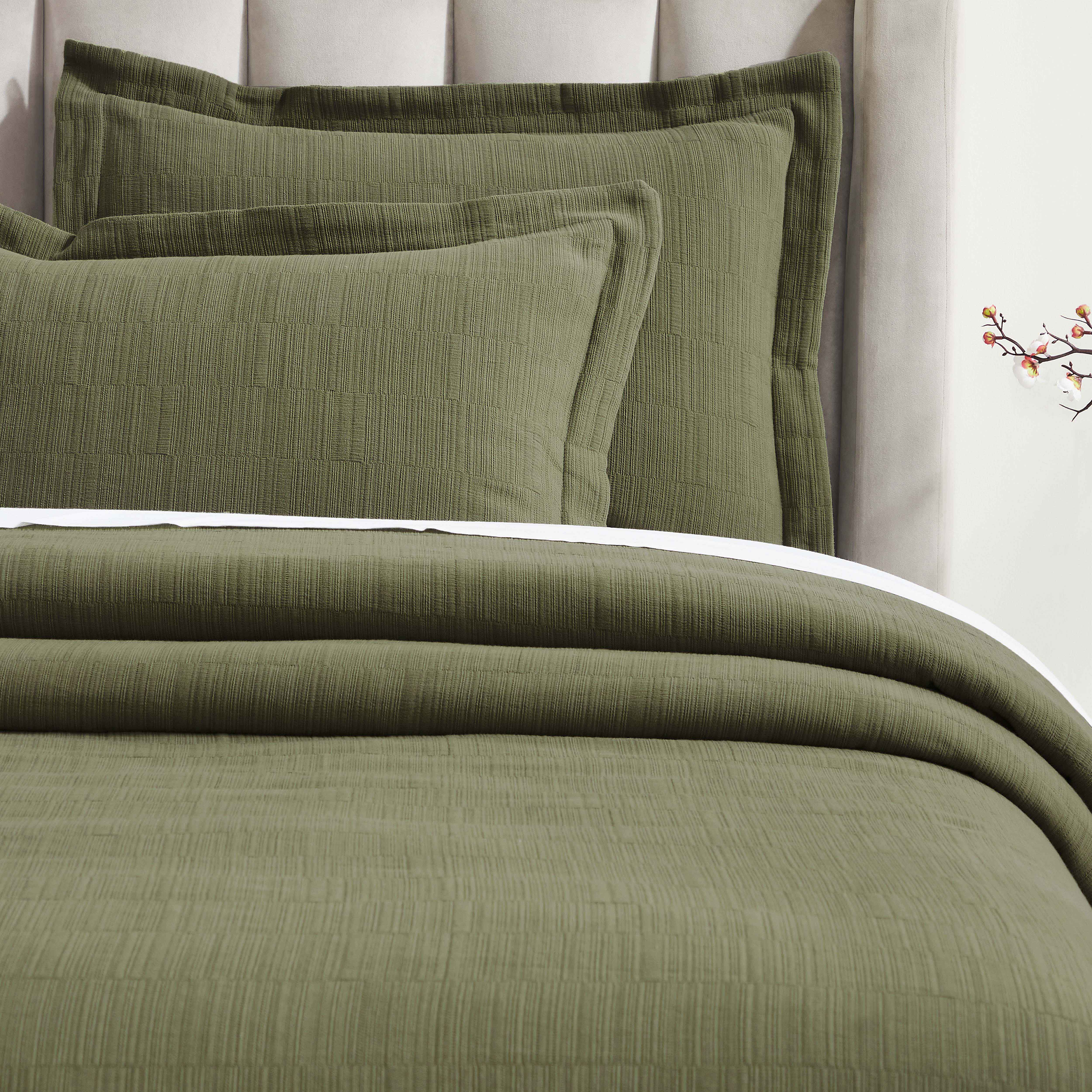 Premium Zenith Cotton Medium Weight Matelasse Bedspread & Sham Set - Queen Size, Luxury Textured Bedding for Master Bedroom & Guest Room Decor