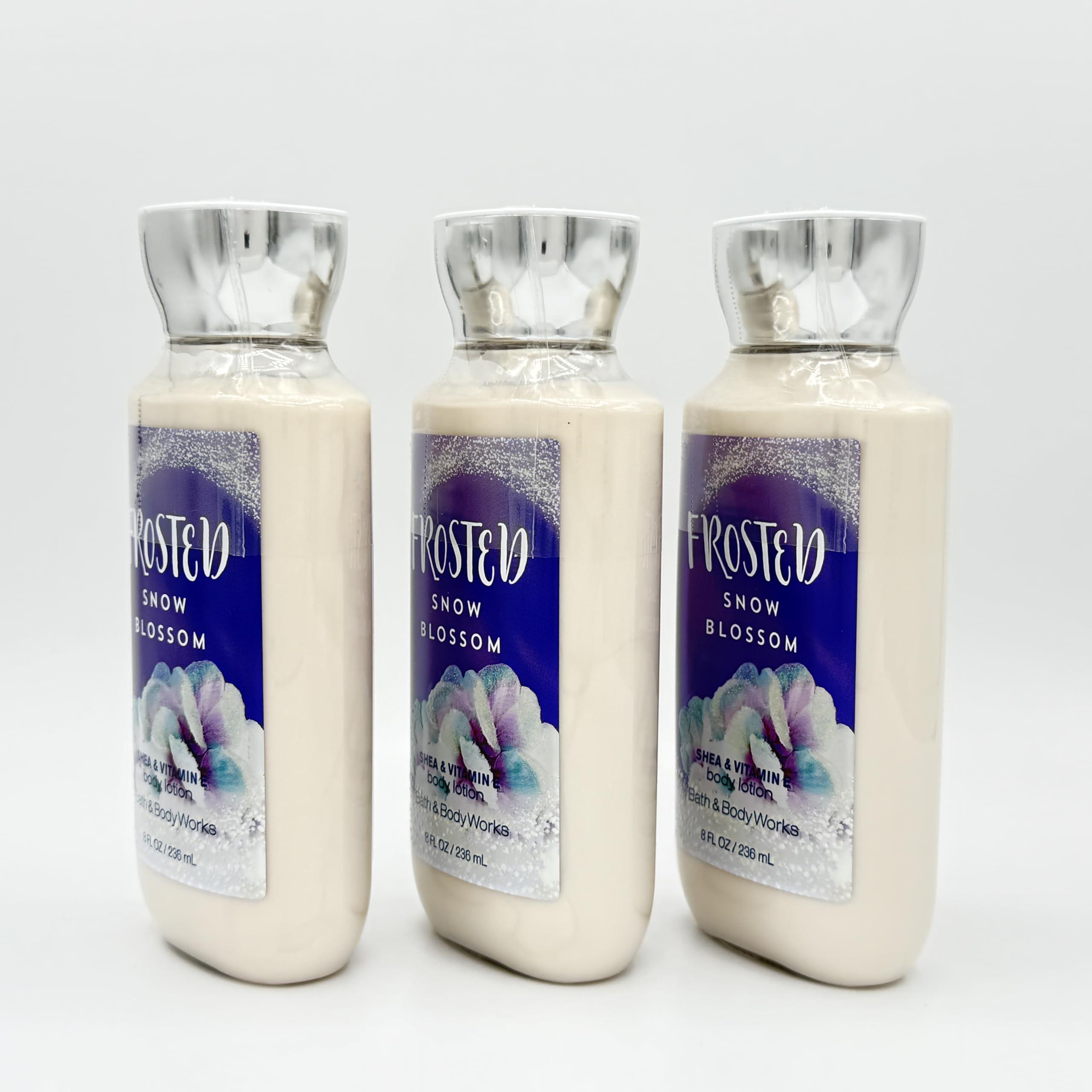 Frosted Snow Blossom 3-Piece Bath & Body Gift Set - 8oz Hydrating Body Lotions (3 Pack) | Moisturizing Skincare for Dry Skin, Perfect for Winter Care & Spa Day Gifts