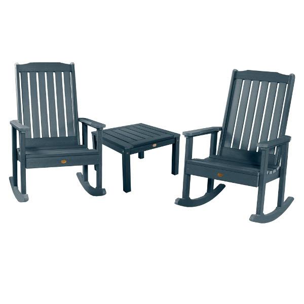 2 Lehigh Rocking Chairs with Deep Square Table - Comfortable Patio Rocking Chairs for Porch, Garden & Outdoor Relaxation