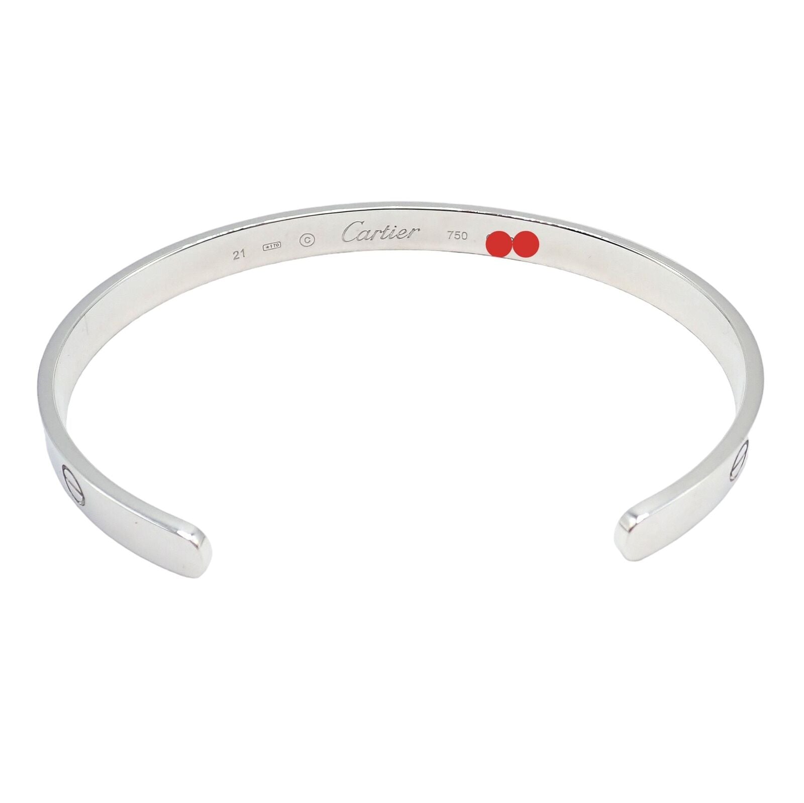 Authentic Cartier 18K White Gold Love Cuff Open Bracelet Size 21 with Certificate - Luxury Jewelry Gift for Women, Anniversary & Special Occasions