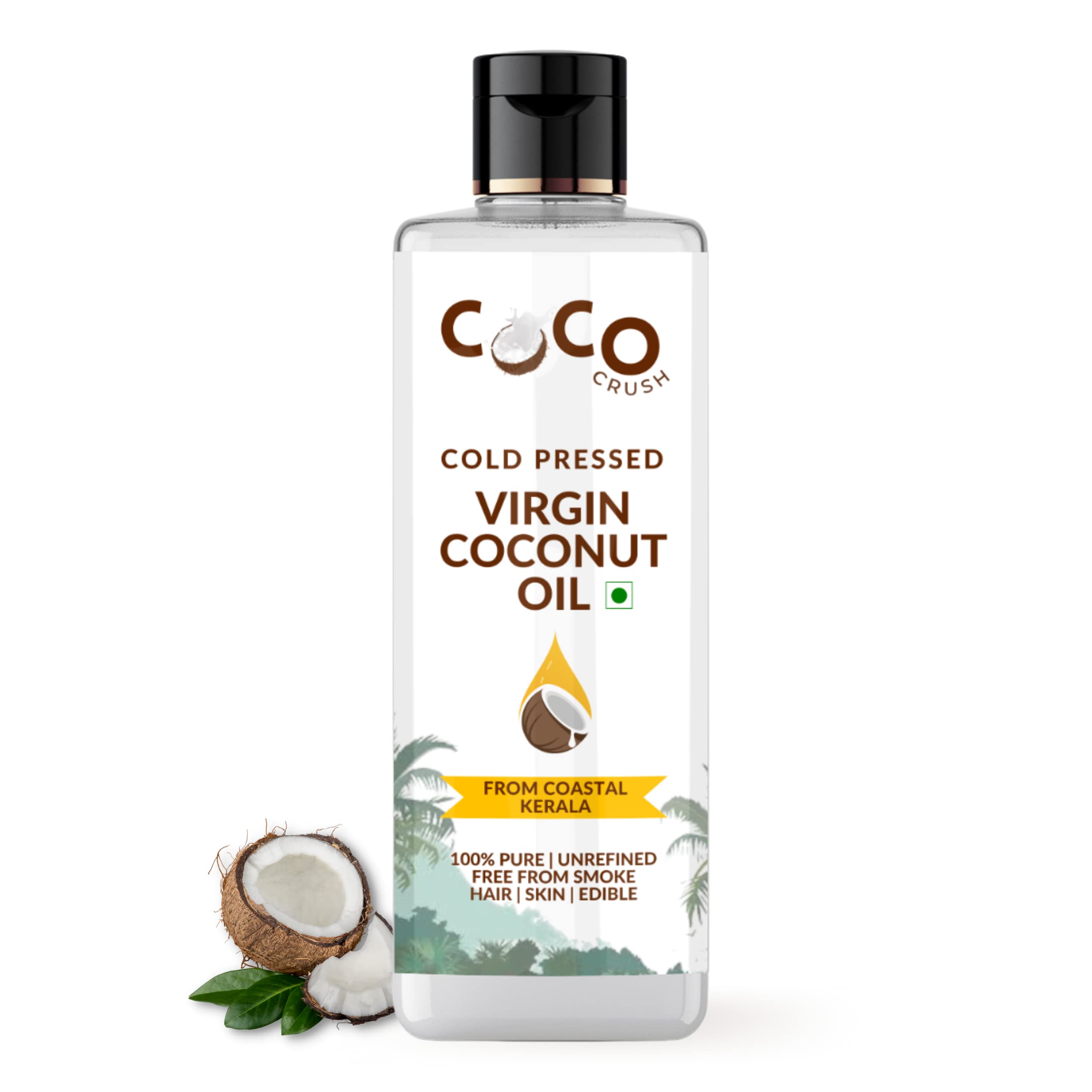 COCO CRUSH Extra Virgin Coconut Face Oil - 100% Pure & Natural Virgin Coconut Oil for Facial Massage, Brightening & Radiance | Hydrating & Glow Boosting Skin Care (100ml) | Perfect for Daily Moisturizing, Night Routine & Spa Treatments