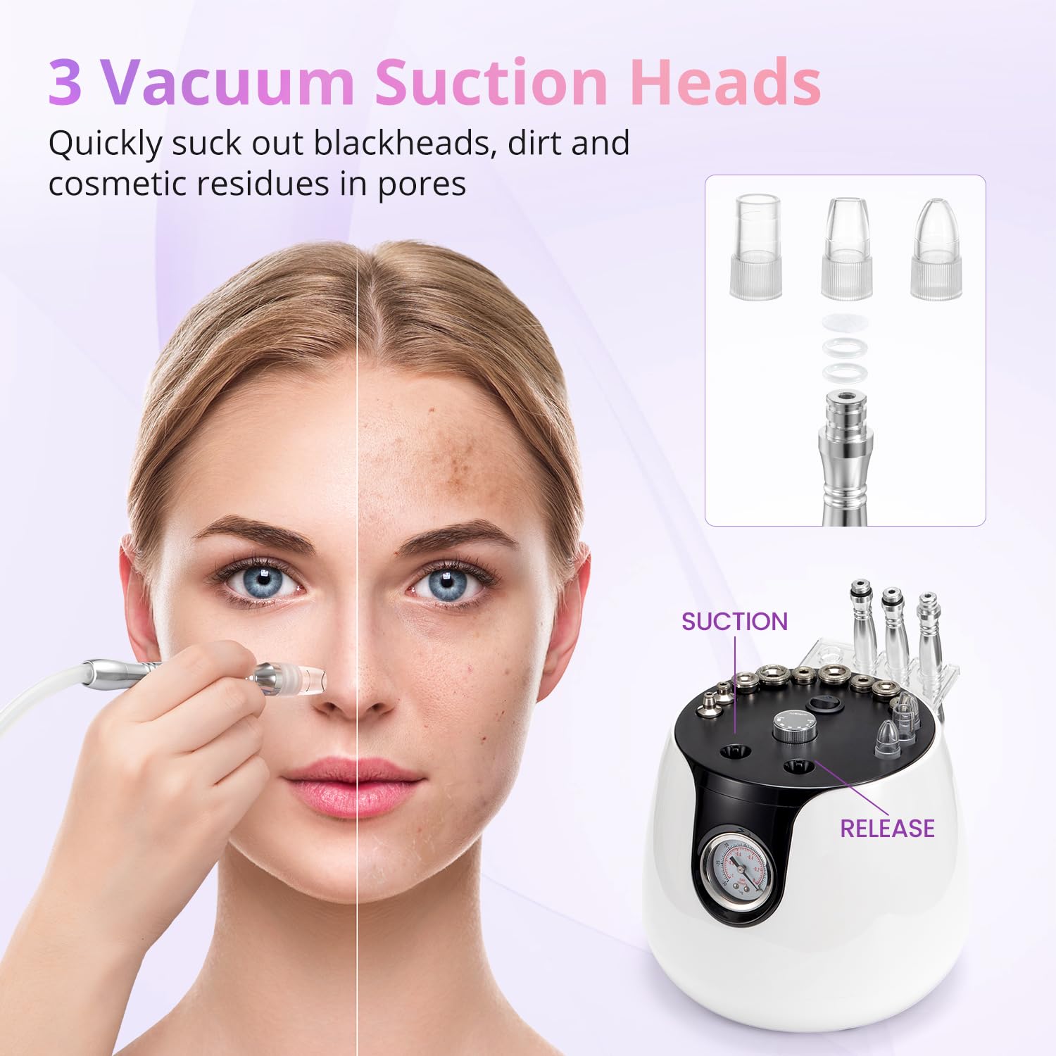 Diamond Microdermabrasion Machine - 3-in-1 Skin Exfoliator for Home & Salon Use