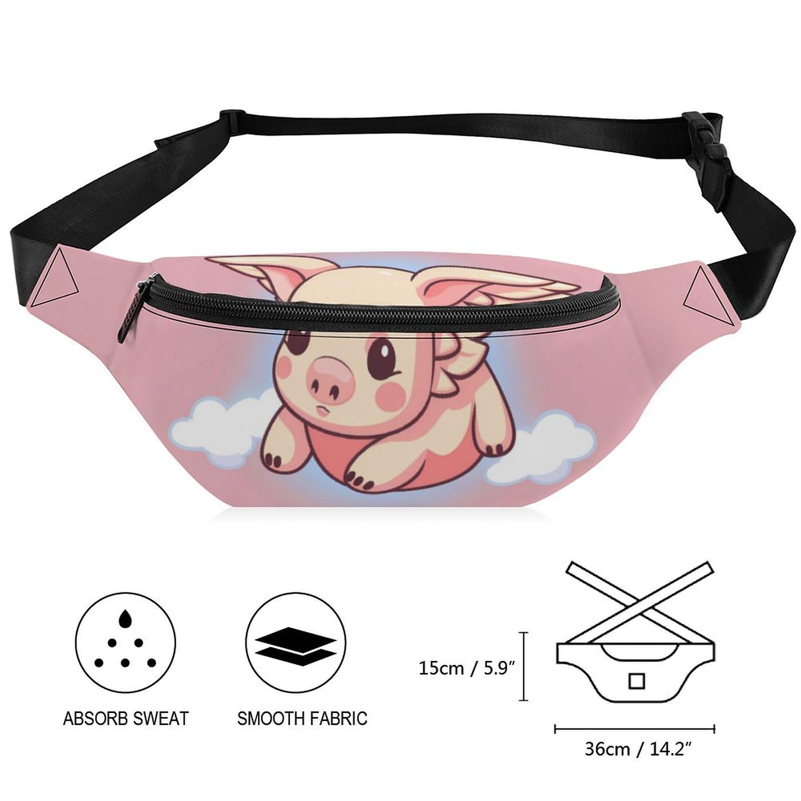 Adjustable Flying Pig Belt Bag - Crossbody Waist Pouch for Women & Men | Perfect for Outdoor Activities, Travel, and Festivals