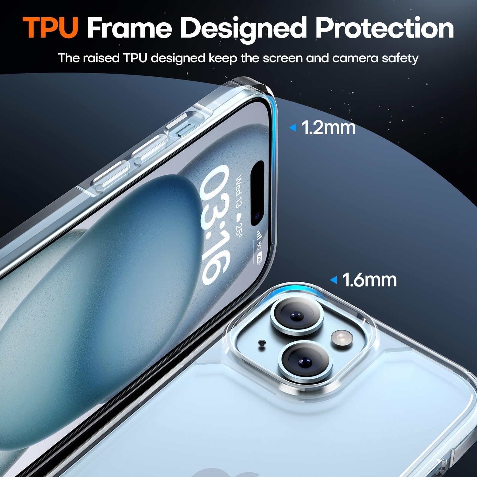 Tauri iPhone 15 Case [3-in-1] Clear Protective Cover with 2X Tempered Glass Screen Protectors | Military-Grade 15FT Drop Protection | Anti-Yellowing Slim Shockproof Case for iPhone 15 | Perfect for Outdoor Activities, Travel & Daily Protection