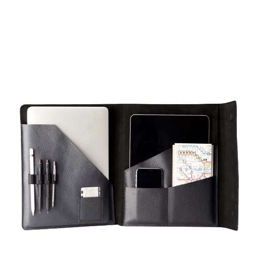Premium Black Leather Laptop & Tablet Briefcase - Handmade A4 Document Holder for Business Professionals | Work Organizer Portfolio with Custom Monogram | Ideal for Office, Meetings & Corporate Gifts