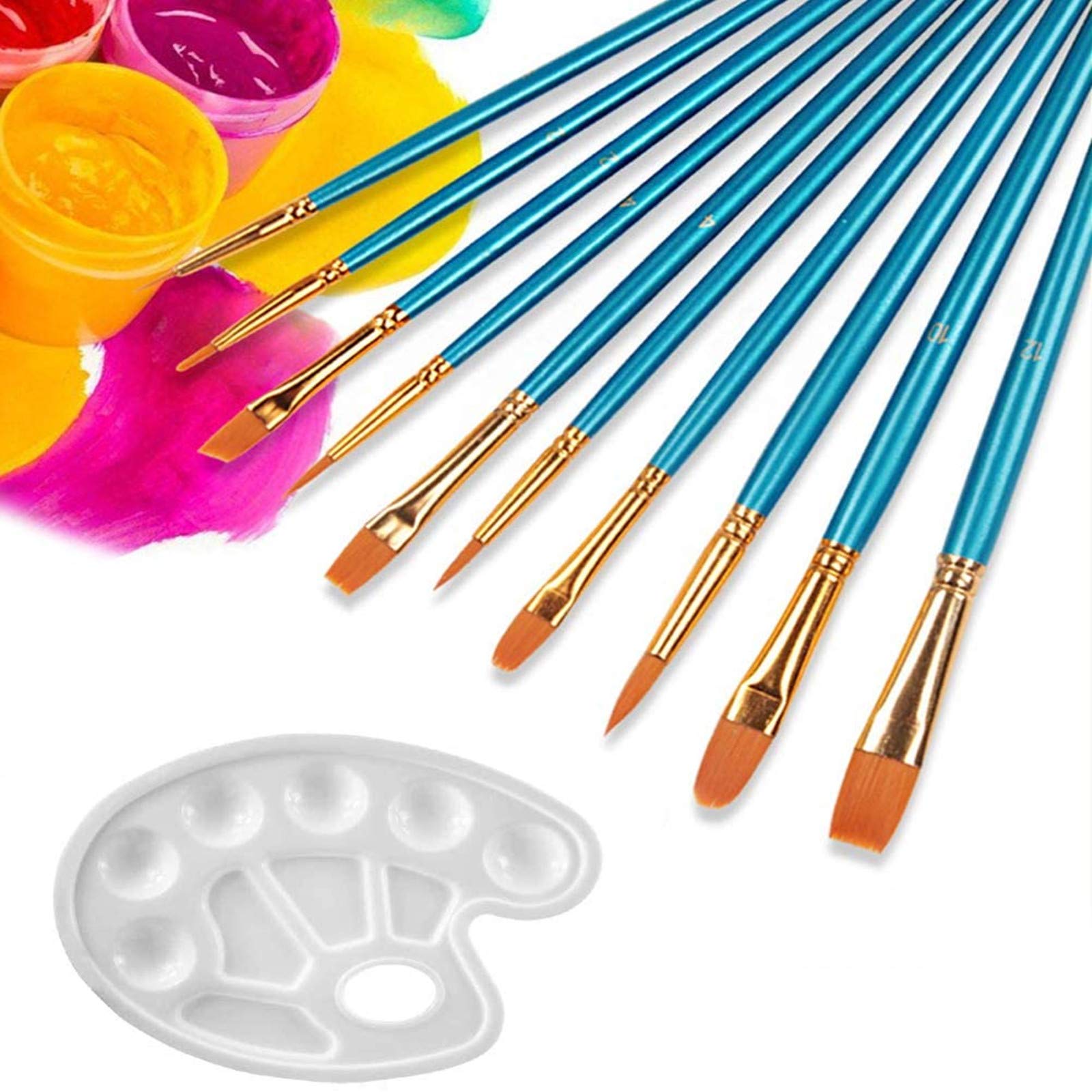 10 Professional Watercolor Brushes Set for Adults & Kids - Acrylic, Canvas, Body & Face Painting Tools - Perfect for Miniature Art, DIY Projects & Home Decor