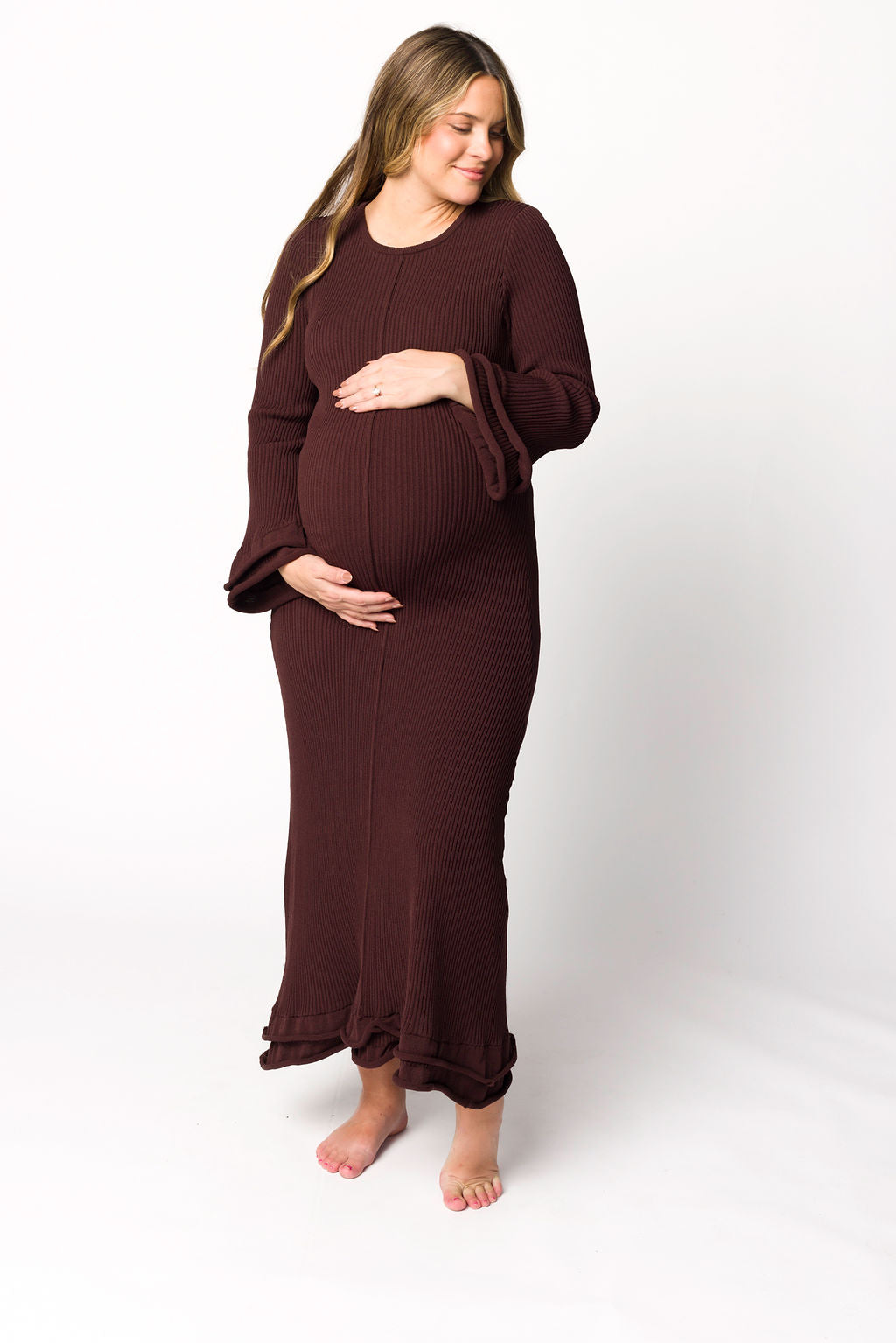 Arlet Maternity Dress in Brown - Bump Friendly & Comfortable for Pregnancy | Perfect for Casual Outings, Baby Showers & Maternity Photos