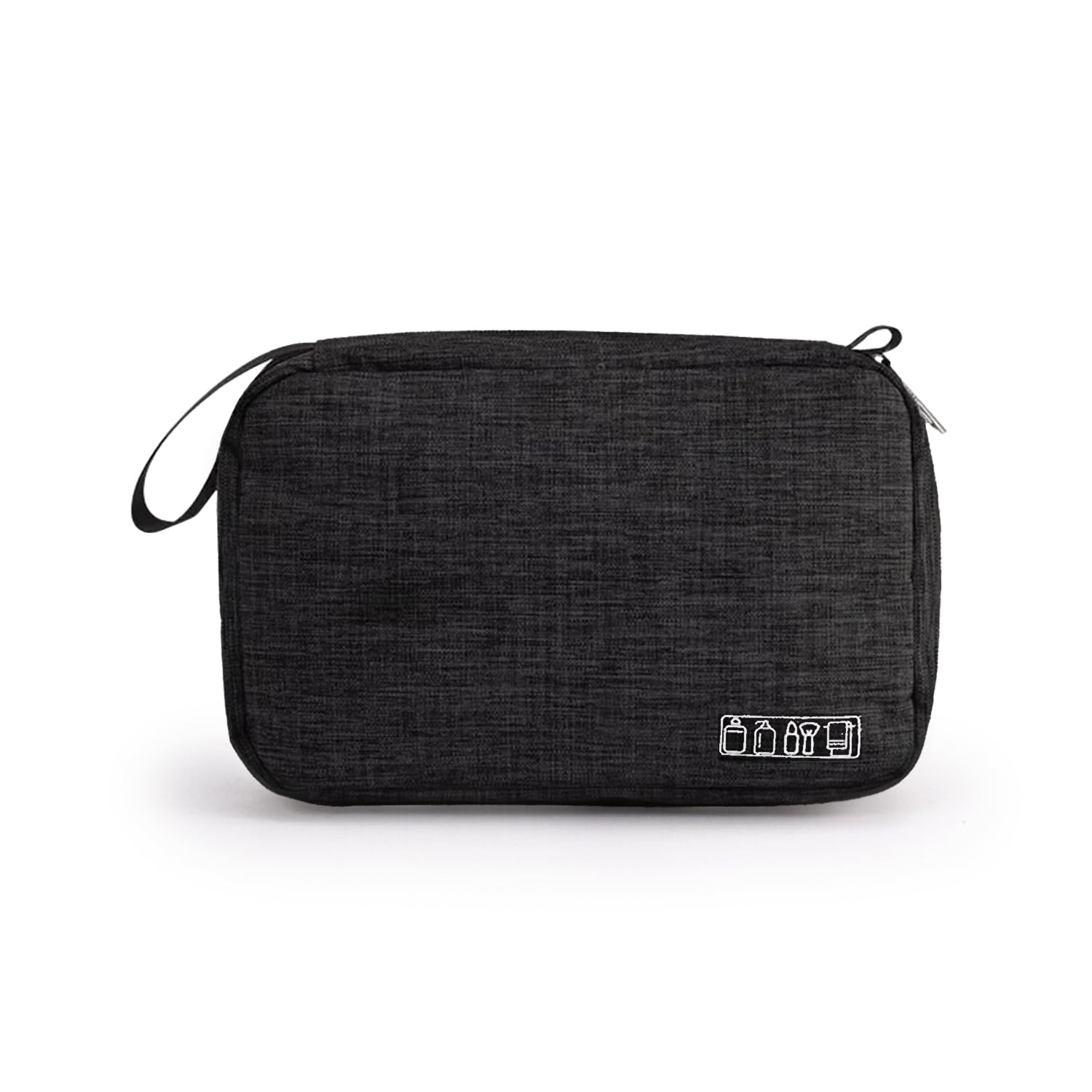 Travel Makeup Bag for Women - Small Cosmetic Organizer with 3 Compartments, Polyester Vanity Pouch for Makeup Brushes & Beauty Essentials (Black) - Perfect for Vacation, Gym & Daily Use