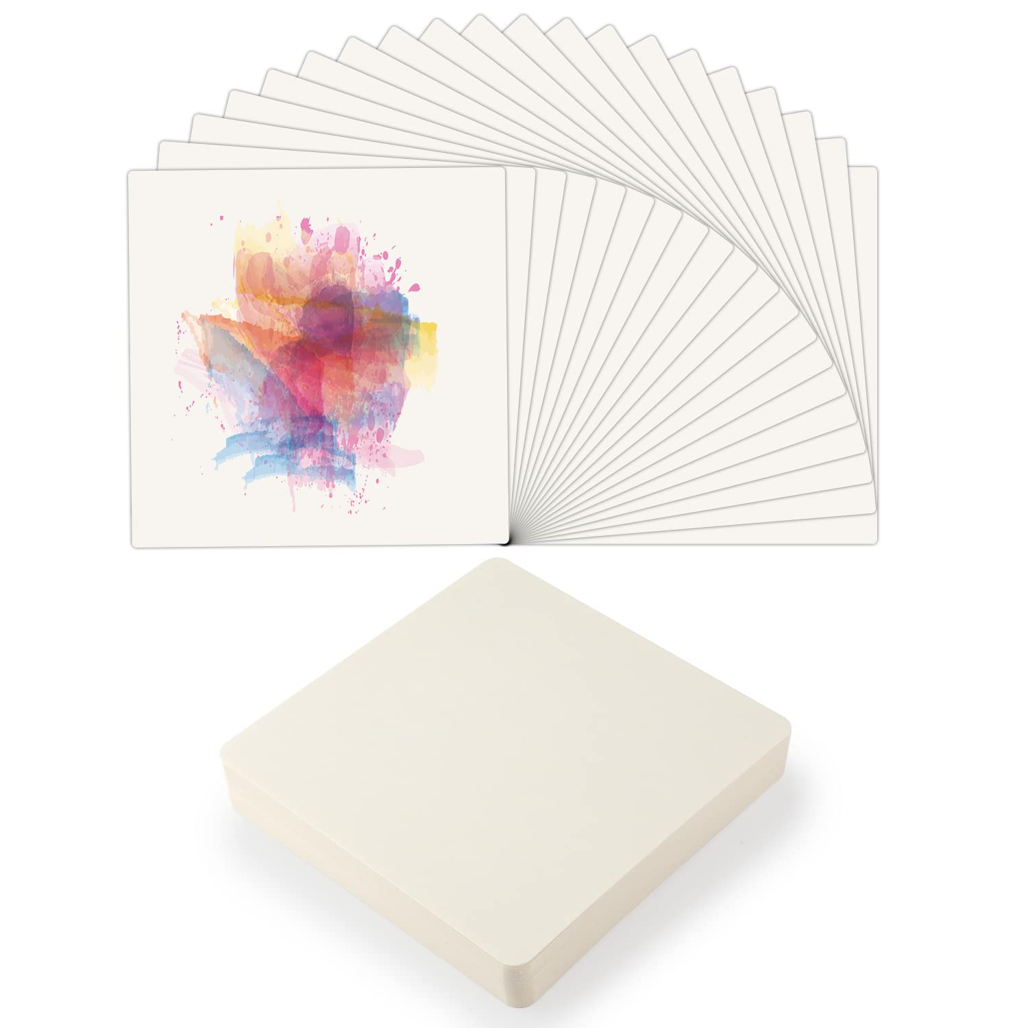 50 Sheets Blank Watercolor Cards, 4.7x4.7 Inch Watercolor Paper Cards Bulk for Painting - Perfect for Artists, Beginners, Adults & Kids - Great for DIY Greeting Cards, Invitations, and Art Projects