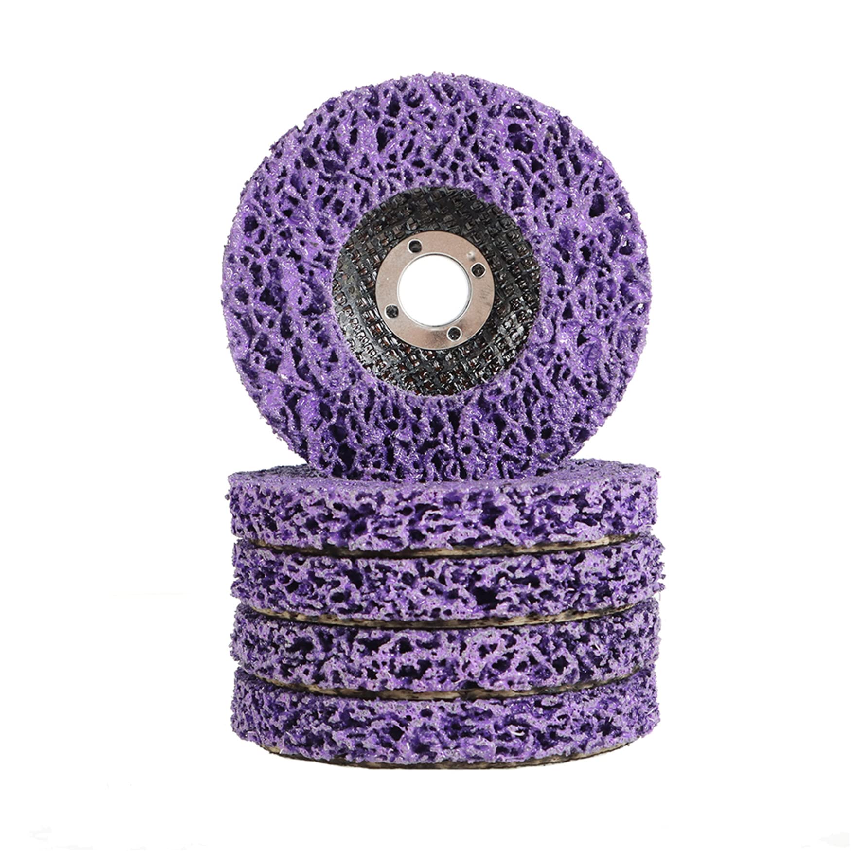 5 Pack Purple Strip Discs Stripping Wheel 4 x 5/8 Inch - Paint & Rust Removal Polishing Discs for Angle Grinder - Perfect for Metal Surface Cleaning, Paint Stripping & Oxidation Removal in Auto Repair & DIY Projects
