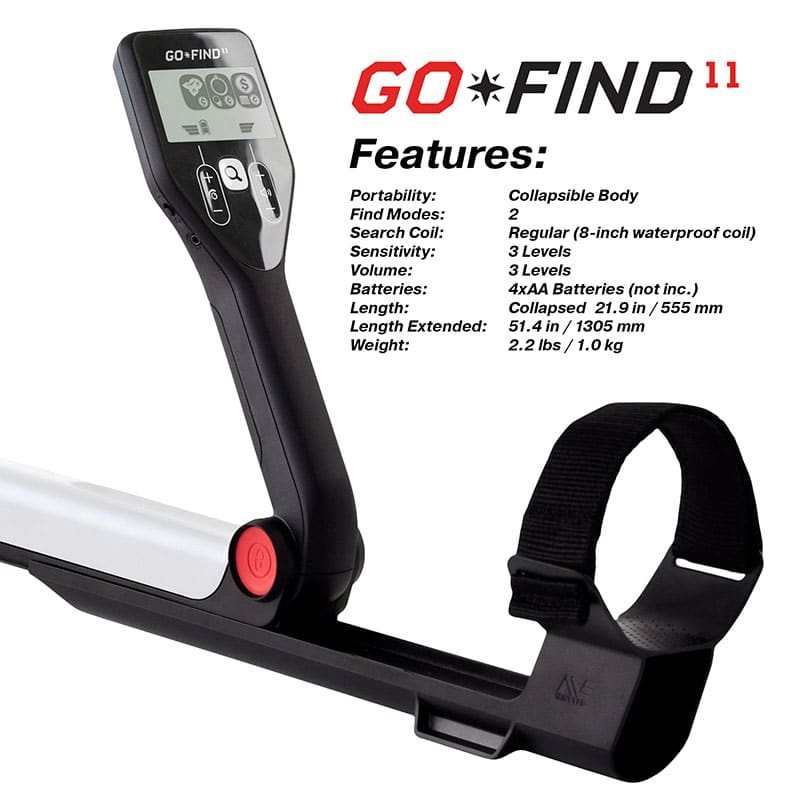Minelab GO FIND 11 Metal Detector - Lightweight Waterproof Metal Detector for Adults & Kids - Perfect for Beach, Park & Treasure Hunting Adventures