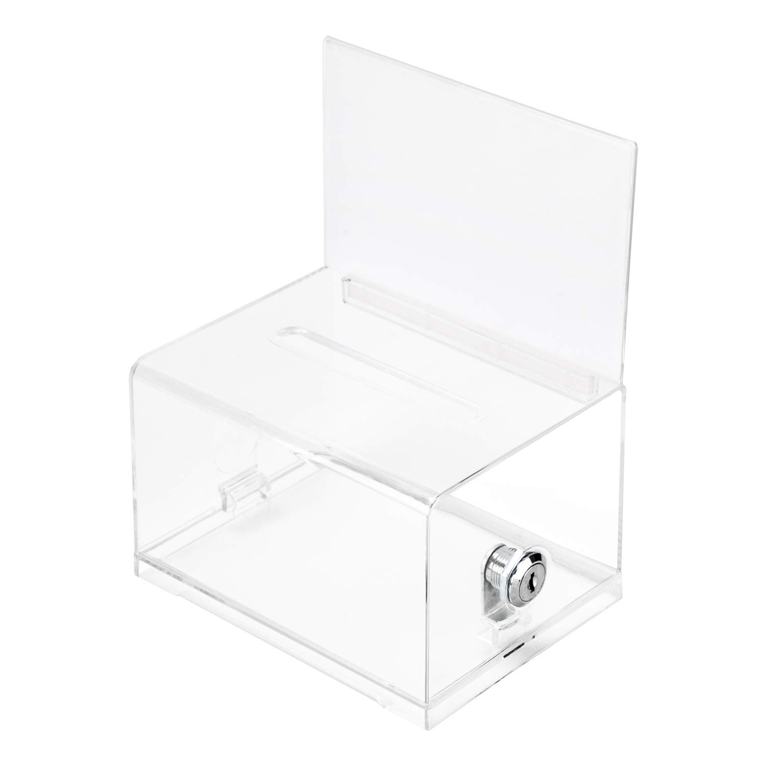 Amazon Basics Clear Ballot Box with Key Lock - Secure Voting Container for Elections, Events, and Community Polls